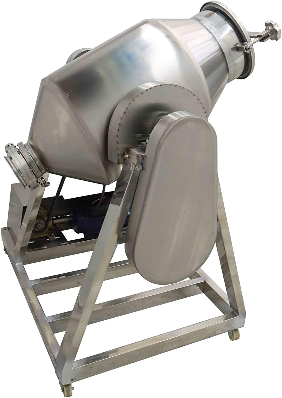 INTSUPERMAI Dry Powder Mixer Mixing Machine Stainless Steel Drum Blender Mixing Machine Particle Blender Powder Mixer Metal Metallurgy Powder Food Material Abrasive Blender 110V 100L