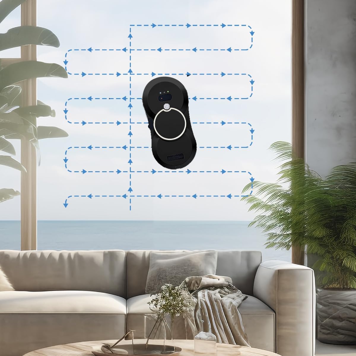 Window Cleaner Robot with Ultrasonic 5600PA Auto Water Glass Cleaning Automatic Smart Robot Cleaner,Window Vacuum Cleaner with Control Windows/Tiles/Class Door Indoor Outdoor