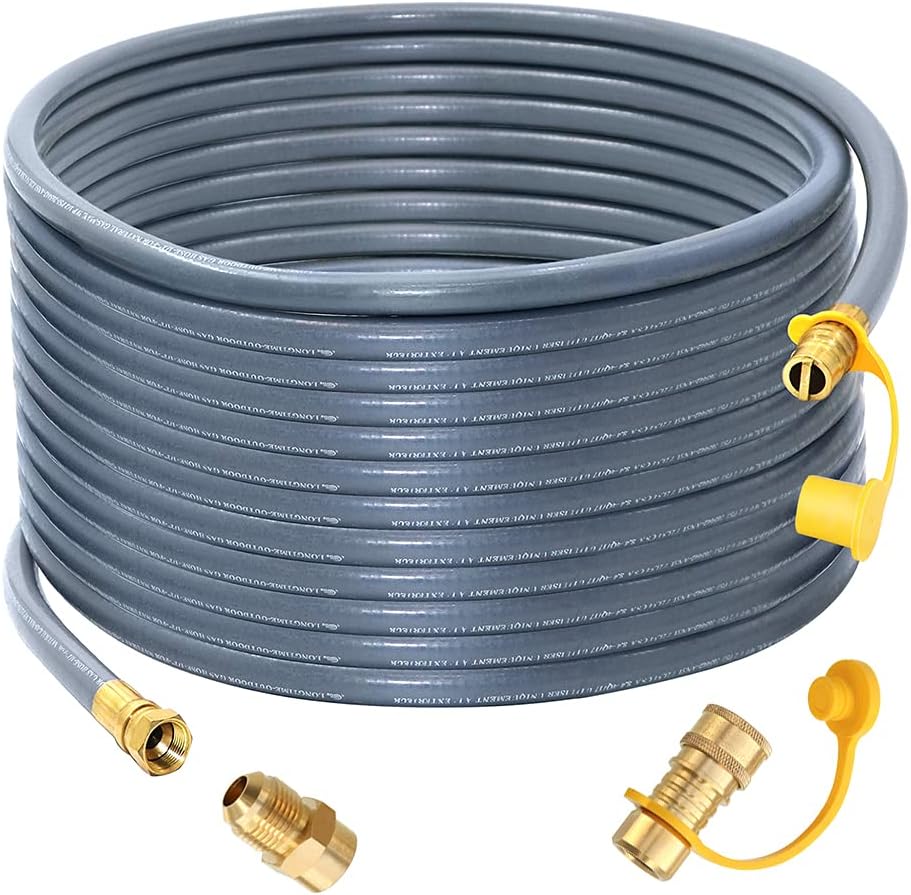 Upgraded 48 Feet 1/2 Inch Natural Gas Hose propane hose extension kit with quick connect fittings fit for weber grill gas conversion kit BBQ, Pizza Oven, Patio Heater and More NG Appliance - CSA