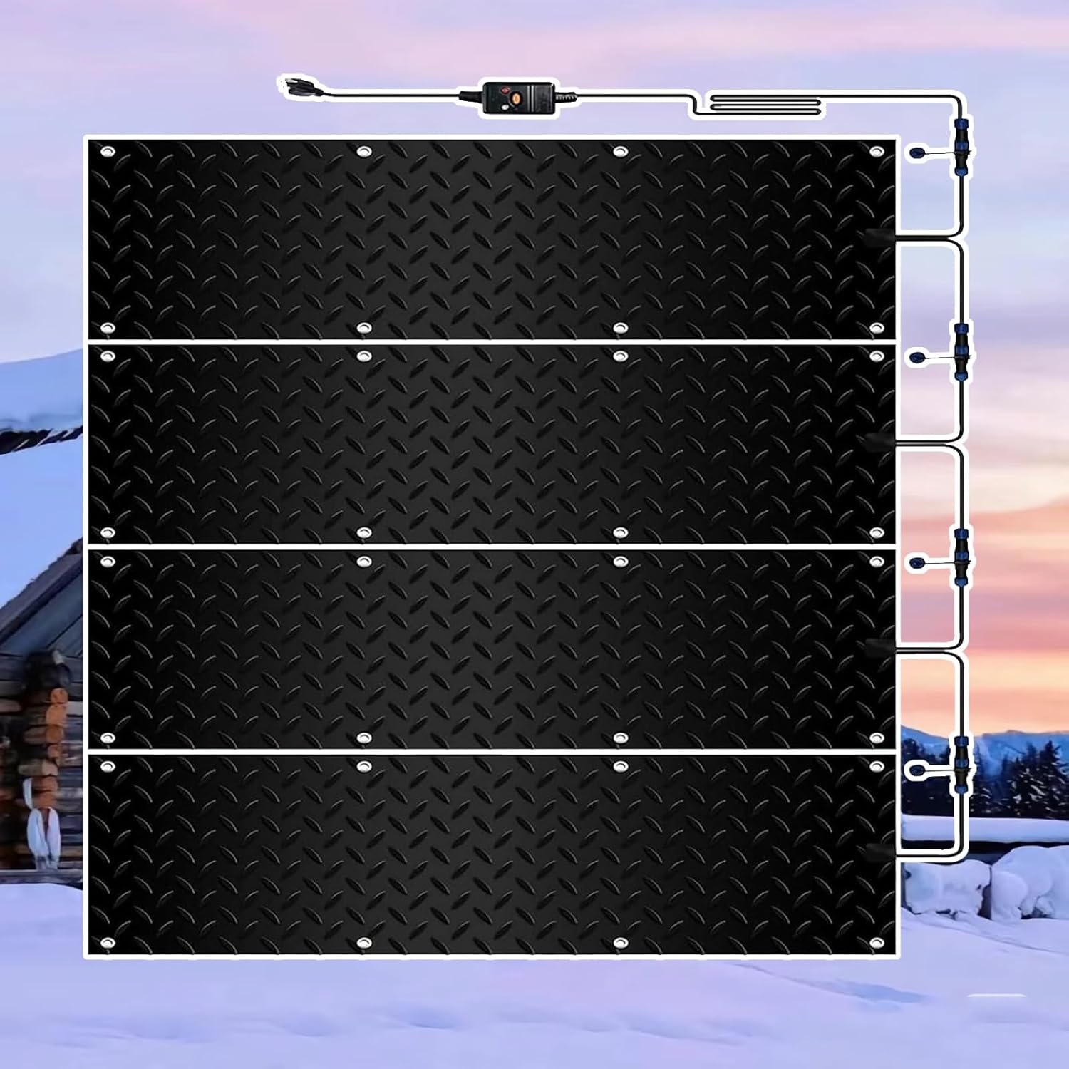 Entrance Heated Snow Melting Mat,Anti-Slip, Heated Snow Melting Mats ,Winter Removal and Ice Melt Products,for Winter Outdoor Stairs,Snow Melting Mat Heated Snow Melting Mat for Stairs(4 Pcs,25.4x120c