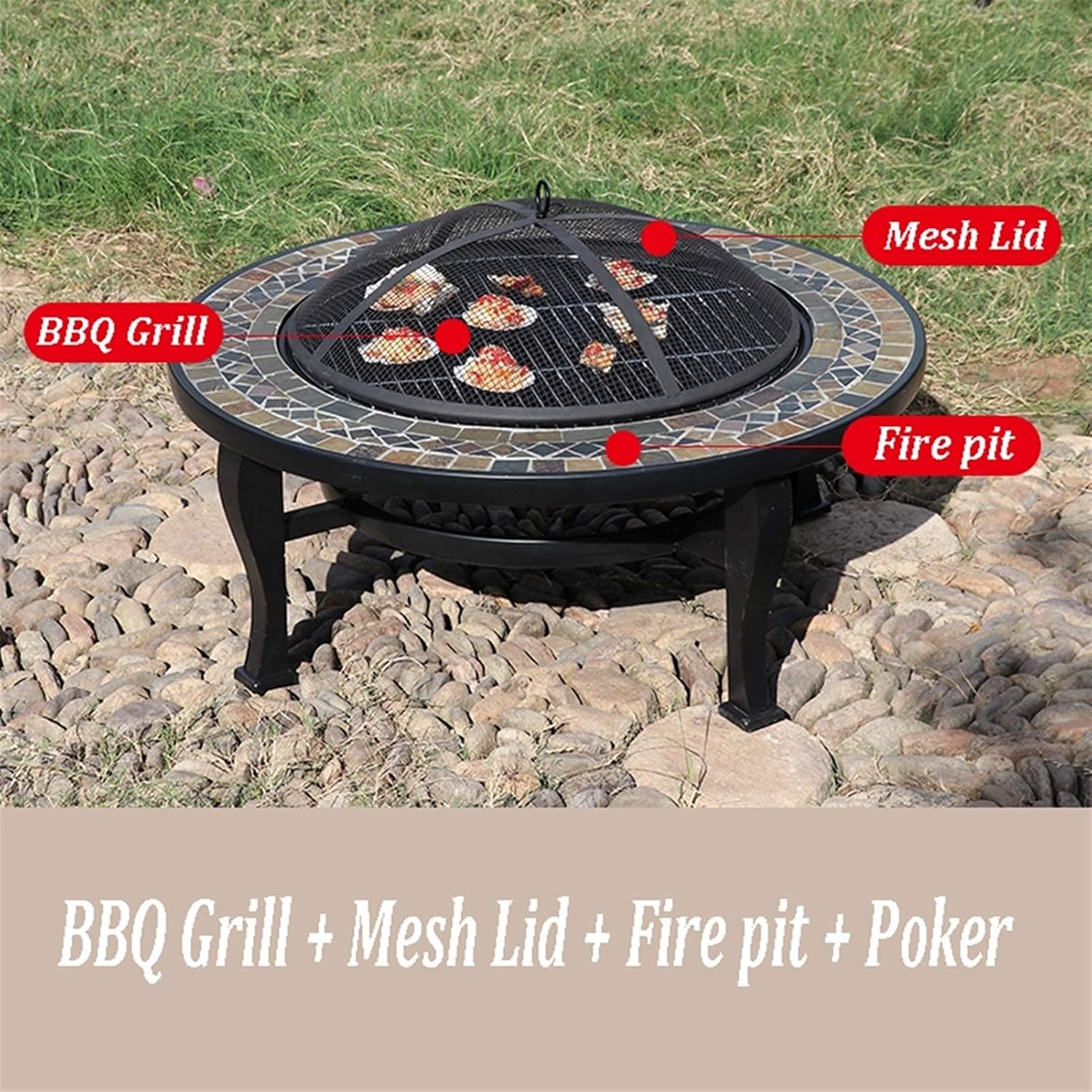 Fire Pits Outdoor Large Outdoor Fire Pit, Garden Party BBQ Cooking Fire Pit Grill, New Home
