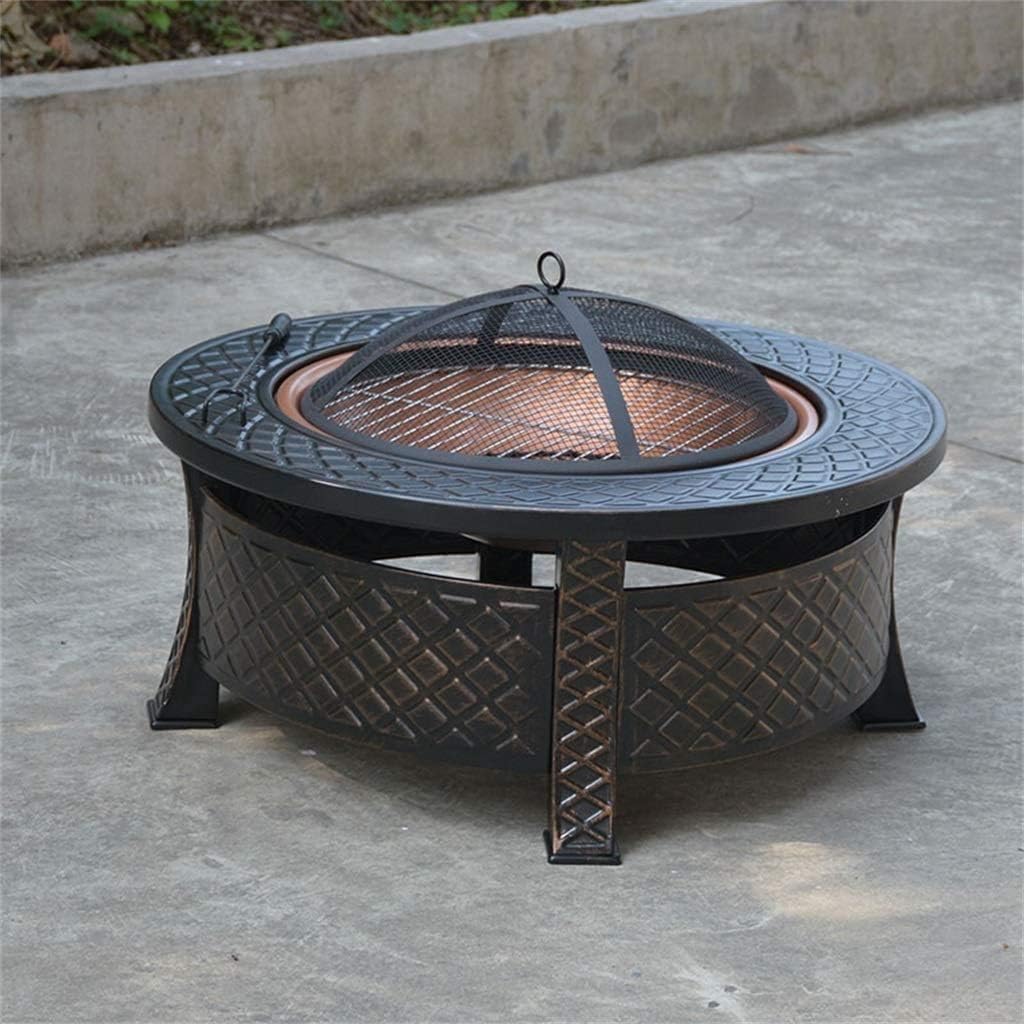 Fire Pits Outdoor Wood Burning 32'' Metal Square Firepit Patio Stove Wood Burning Grill Fire Pit