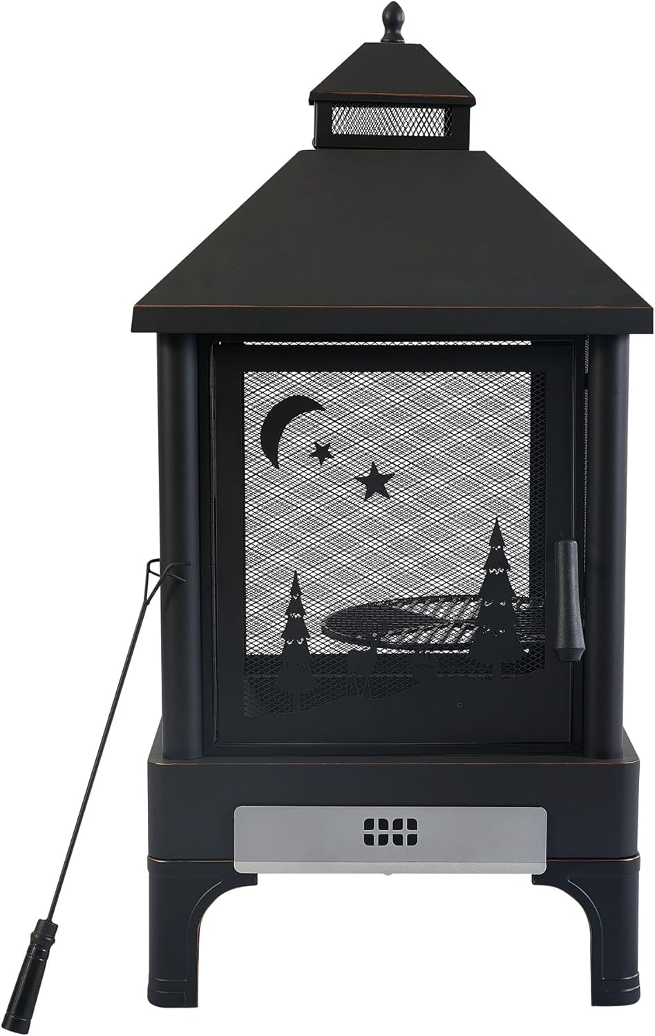 2 in 1 Outdoor Fire Pit with Grill, Garden Metal Outdoor Heating Furnace for Garden, Yard, BBQ, Wood Burning Fire Pit for Backyard & Bonfire to Party (YY001)