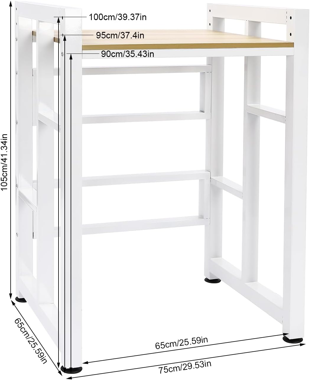 2-Tier Washer Dryer Stacking Rack - Heavy Duty Metal Storage Stand Holds 420lbs, Adjustable Shelves for Secure Appliance Stacking in Laundry Room Bathroom (White)