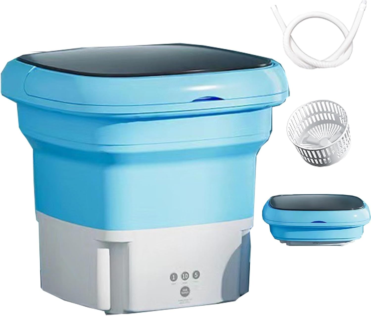 Portable Washing Machine, Mini Foldable Washing Machine, Half Automatic Washer, for Socks, Baby Clothes, Towels, Delicate Items (Color : Blue)