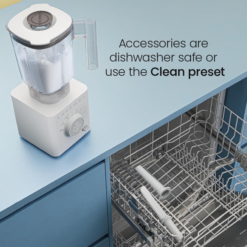 Chefman Obliterator 48 oz Countertop Blender for Smoothies, 1380W Motor to Crush Ice, Nuts, and Frozen Fruit with Stainless Steel Blade, Auto Blend Function, Includes Tamper and Scraper - CONCRETE