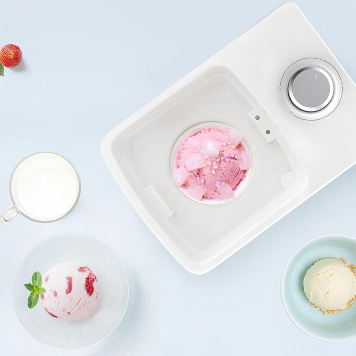 Ice Cream Maker Mini Ice Cream Machine Household Small Automatic Homemade Yogurt Ice Cream Machine Electronic Without Pre Cooling Table Top Ice Cream Machine，Fun Kitchen Appliance
