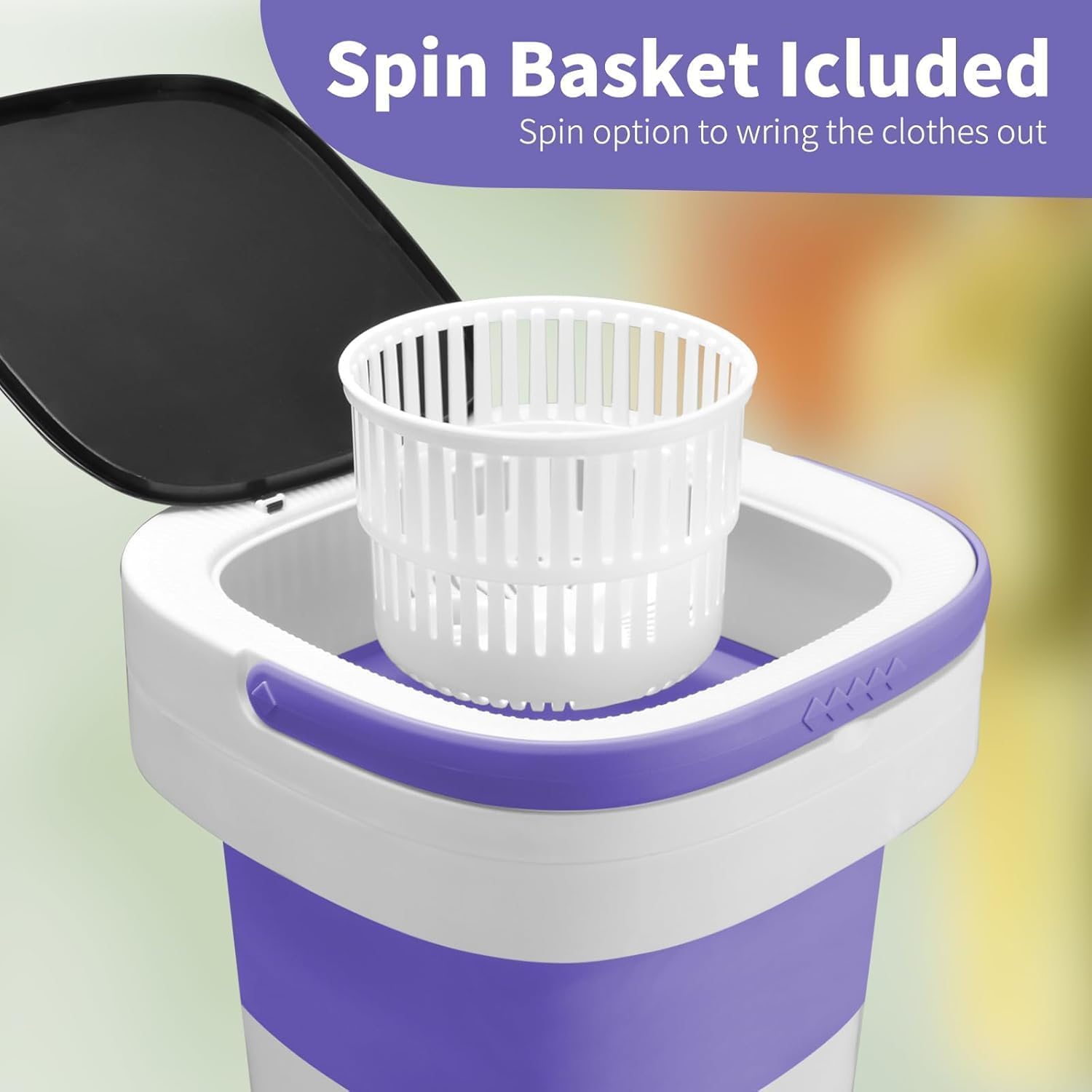 Portable Mini Washing Machine, 16L Upgraded with Spin Basket Laundry Machine, 3 Cleaning Modes Suitable for Small Clothes, Foldable Design Ideal for Hotel Campain Apartment and Home