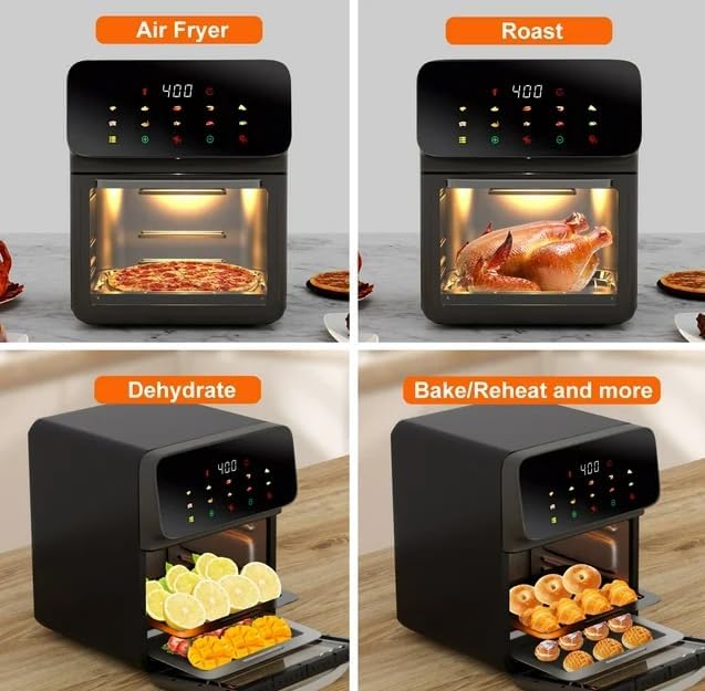Generic Air Fryer 12QT Convection Oven with 10-in-1 Multi Function, Visible Window and Touchscreen, Black