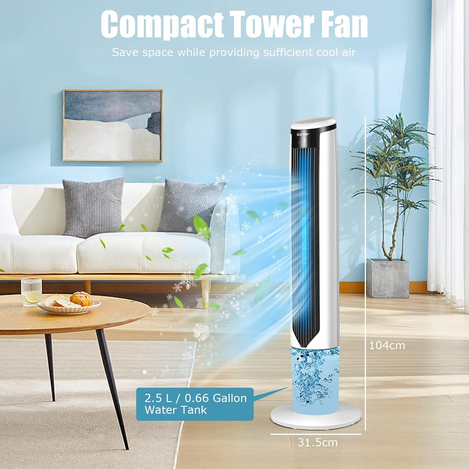 ARLIME 3-IN-1 Evaporative Air Cooler, Swamp Cooler Portable Cooling Tower Fan with Remote Control, 70° Oscillation, 7H Timer, 4 Ice Packs, Portable Tower Air Conditioner for Home & Office, 41