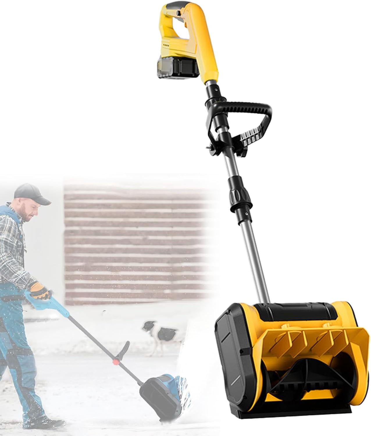 Cordless Snow Shovel,11 Inch Electric Snow Shovel, Snow Blower Cordless with Directional Plate and Adjustable Front Handle, Battery and Quick Charger Included 15sections