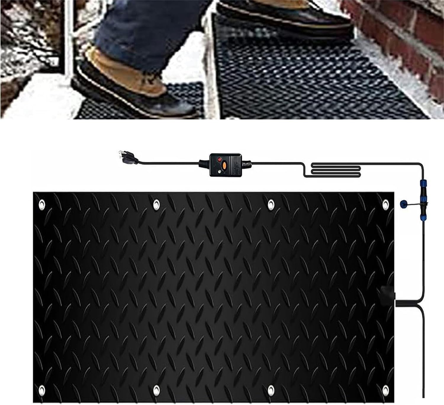 Heated Snow Melting Mats for Entrances 1/2/3/4/5 pcs No-Slip Heating Stair Heating Mats, USB Series Connection, for Winter Snow Removal Non-Slip Heated Entrances(1 Pcs,10x48in/(25.4x120cm))