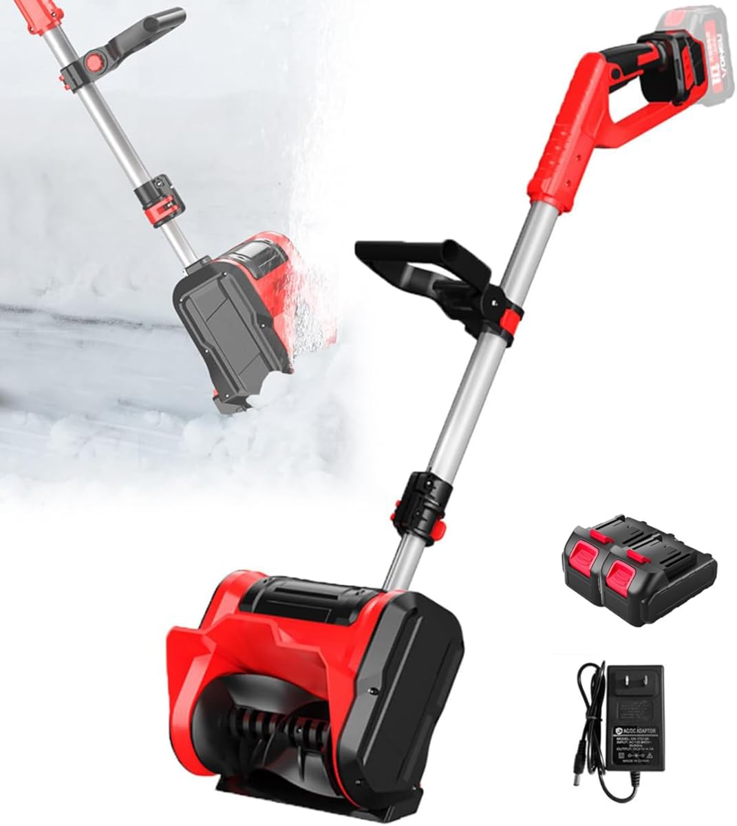 Electric Snow Blower Cordless Snow Shovel, Electric Snow Shovel, Clearing Width 32cm, Clearing Height 16cm, Projection Distance 8m, with Battery and Charger,B