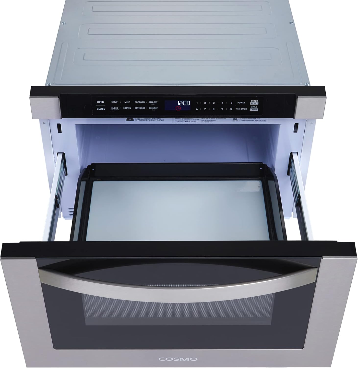 COSMO COS-12MWDSS 24 in. Haven Collection 1.2 cu. ft. Built-in Microwave Drawer, Touch Controls, Defrosting Rack in Stainless Steel