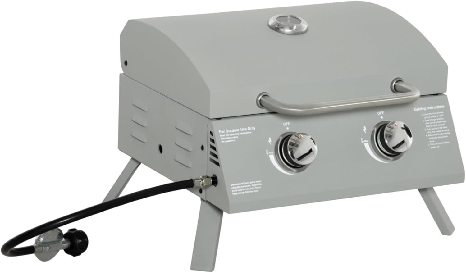 Camping Tailgates & Backyard BBQ Cookouts Propane Gas Grill Outdoor Portable Tabletop BBQ with Foldable Legs, Lid, Thermometer