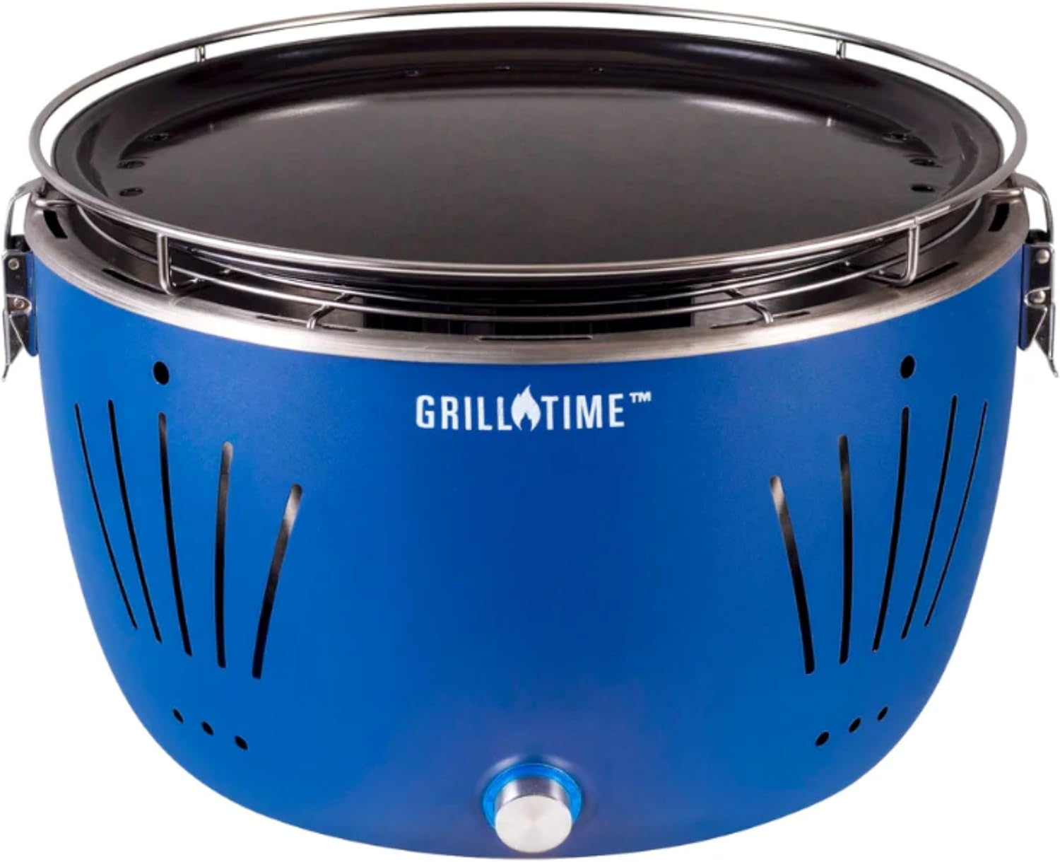 GrillTime Tailgater GT Griddle Combo 13 Inch - Portable Grill with Enamel Griddle Pan, Great for Grilling Bacon, Fish, Pancakes, For Outdoor Tailgates and Camping - Blue