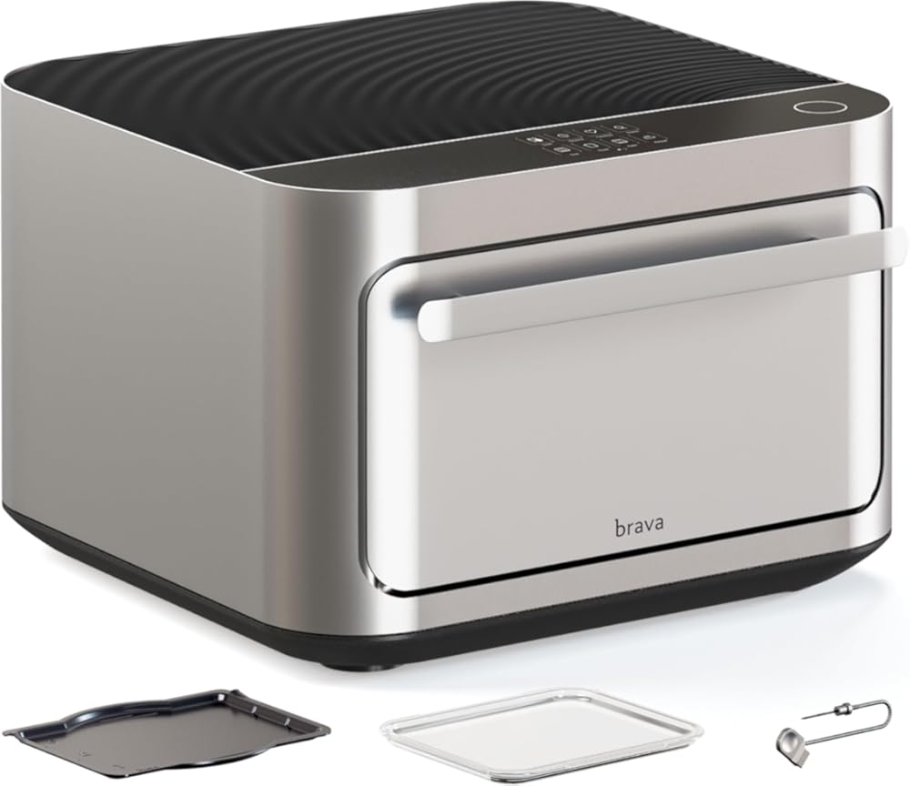 Brava Oven Starter Set: 10-in-1 Touchscreen Countertop Smart Oven, Air Fryer, 6-Slice Toaster, Slow Cooker, Reheater, Dehydrator, Rice Cooker, Auto-Shut Off, 1800W, Stainless Steel Kitchen Appliance