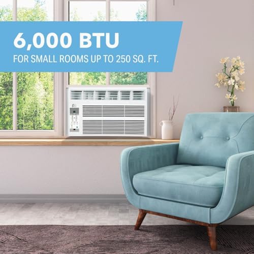 Perfect Aire PAC6000 6000BTU Window Air-Conditioner for Room Size 15.5' x 16', 250 Sq Ft