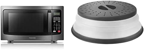 TOSHIBA EM131A5C-BS Countertop Microwave Oven (1.2 Cu Ft) and Tovolo Vented Collapsible Medium Microwave Cover
