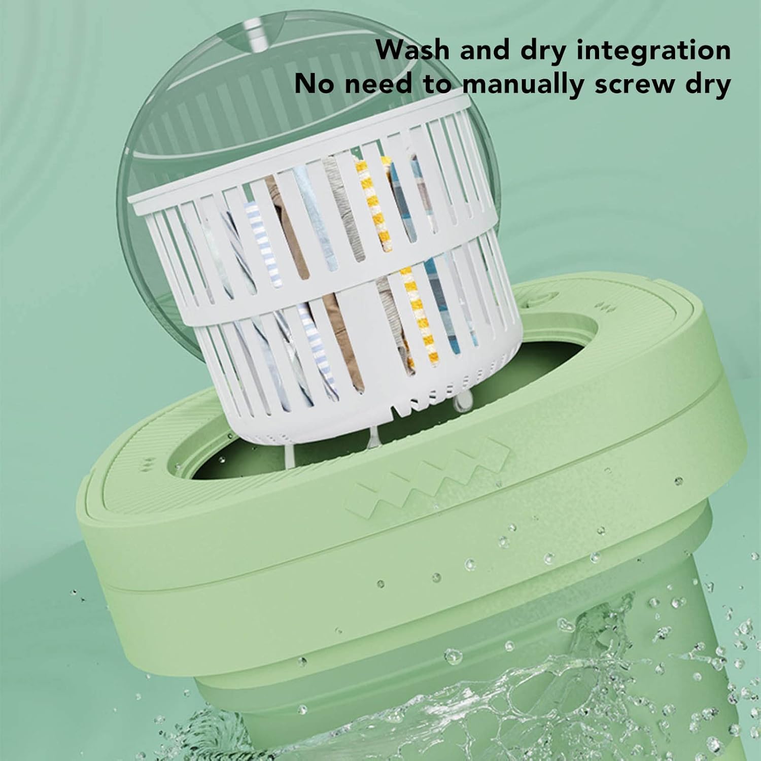 Portable Washing Machine, 6.5L Foldable Mini Washing Machine, Small Automatic Portable Washer with Water Tube, Spin Dry, Suitable for Apartments, Dormitories, Camping, Travel ()