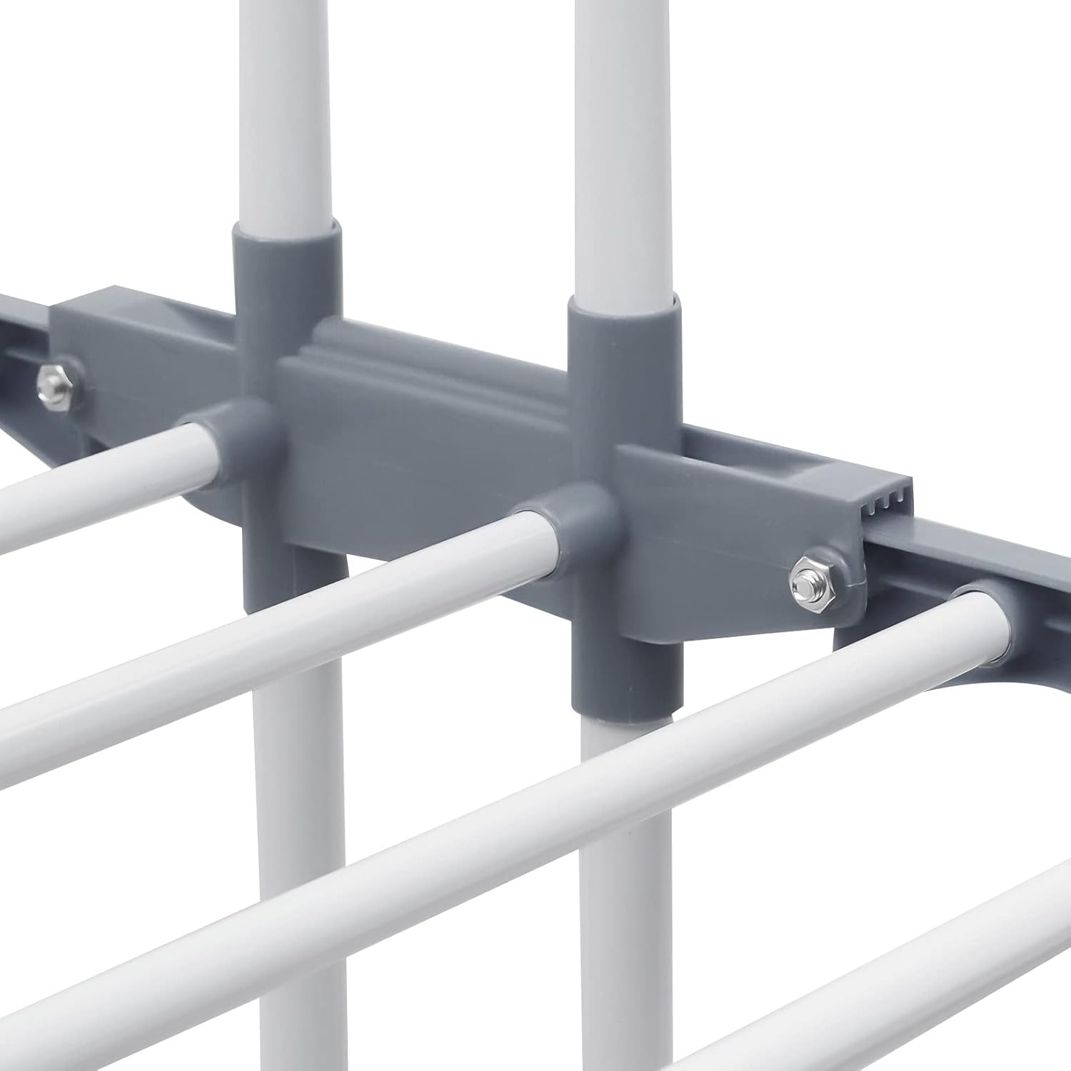 4-Tier Gray Foldable Clothes Drying Rack Rolling Dryer Hanger Stand Outdoor Washing Line Clothes Dryer Storage Rack Metal Laundry Garment Dryer Stand with 2 Side Wings, Bedroom Balcony Use (Gray)