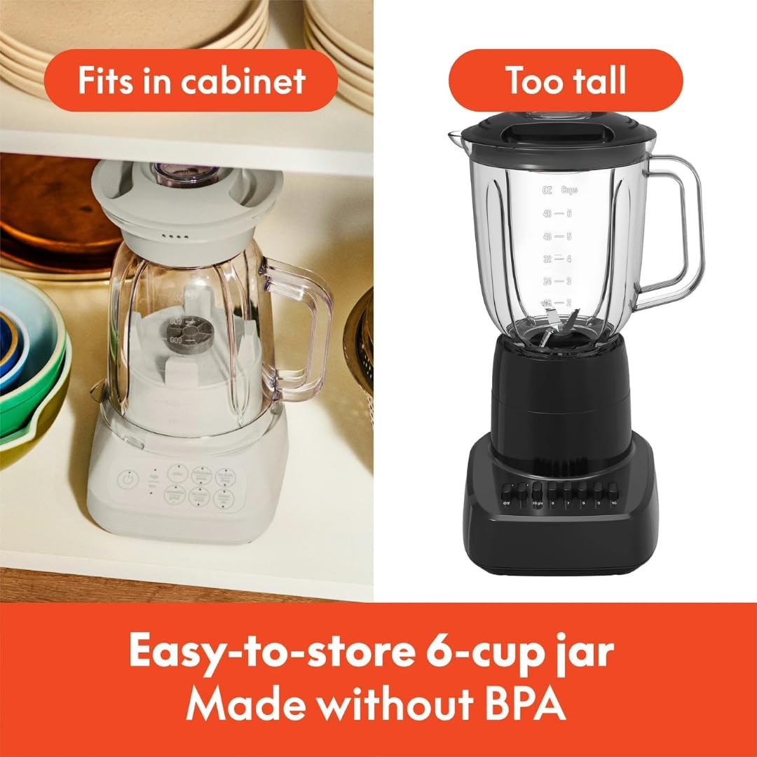 Bela Blender with BPA-Free 48oz Jar,450W Motor,Stainless Ice-Crushing Blades,Built-In Measuring Cap,Compact, Juicer,for Juice,Smoothies,Smoothie,Ice Drink and Milkshake,Space-Saving Design,Oatmilk