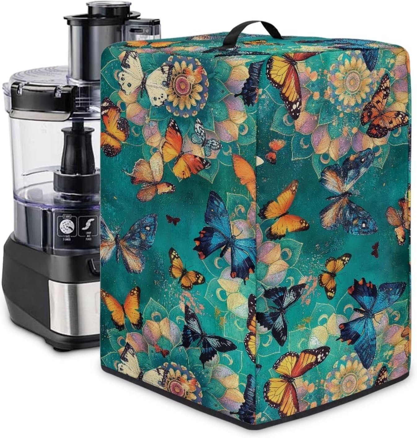 Retro Butterflies Kitchen Appliance Covers – Blender Dust Cover with Floral Prints, Fits Most Juicers & Stand Mixers, Foldable & Machine Washable, Home Kitchen
