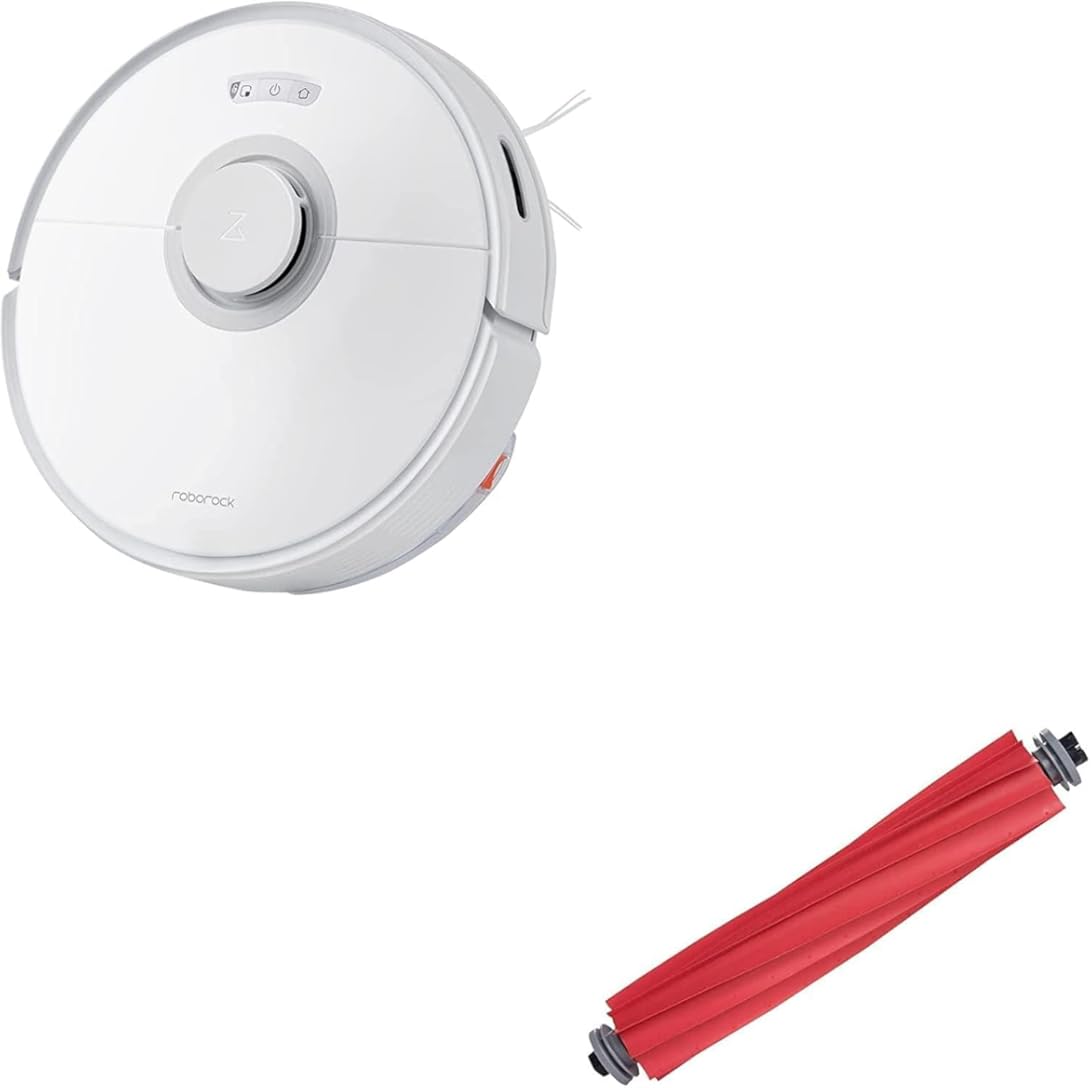Roborock Q7 Max Robot Vacuum with Rubber Main Brush Bundle, 4200 Pa Strong Suction, LiDAR Navigation, APP-Controlled Mopping, 180min Runtime, Compatible with Alexa, Perfect for Pet Hair (White)