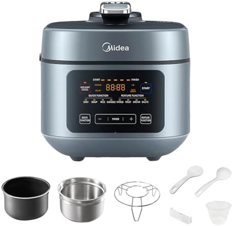 Midea 8-in-1 Electric Pressure Cooker with Dual Pots, Multi-Functional Programmable Slow Cooker, Rice Cooker, Steamer, Sauté Pan and More, 5 Quart