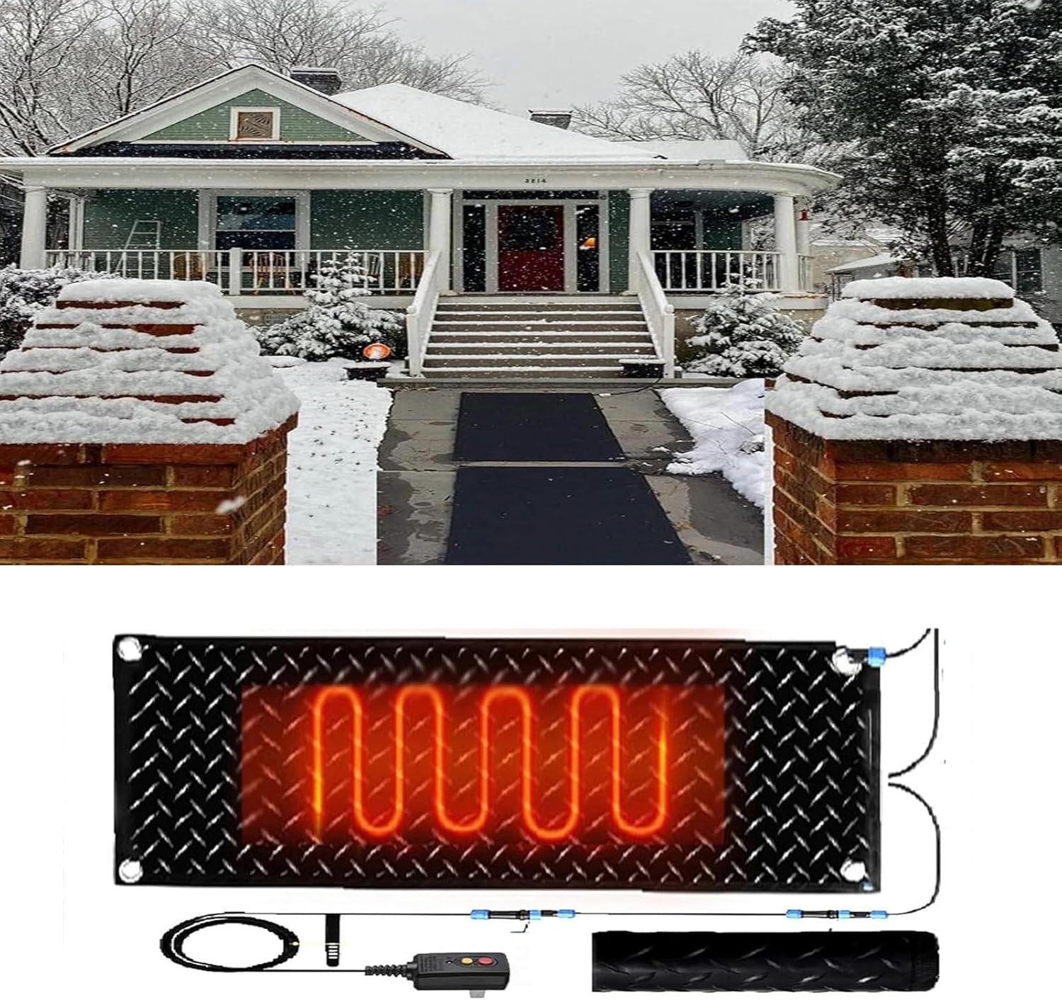 Heated Outdoor Mats1/2/3/4/5 Pcs Outdoor Slip Proof Ice Heated Rubber Mat Non-Slip Electric Heated Foot Mats Rubber Heated Mats for Outdoors Patio, Garden, Lawn, Steps, Doorways Snow Removal(1 Pcs,30x