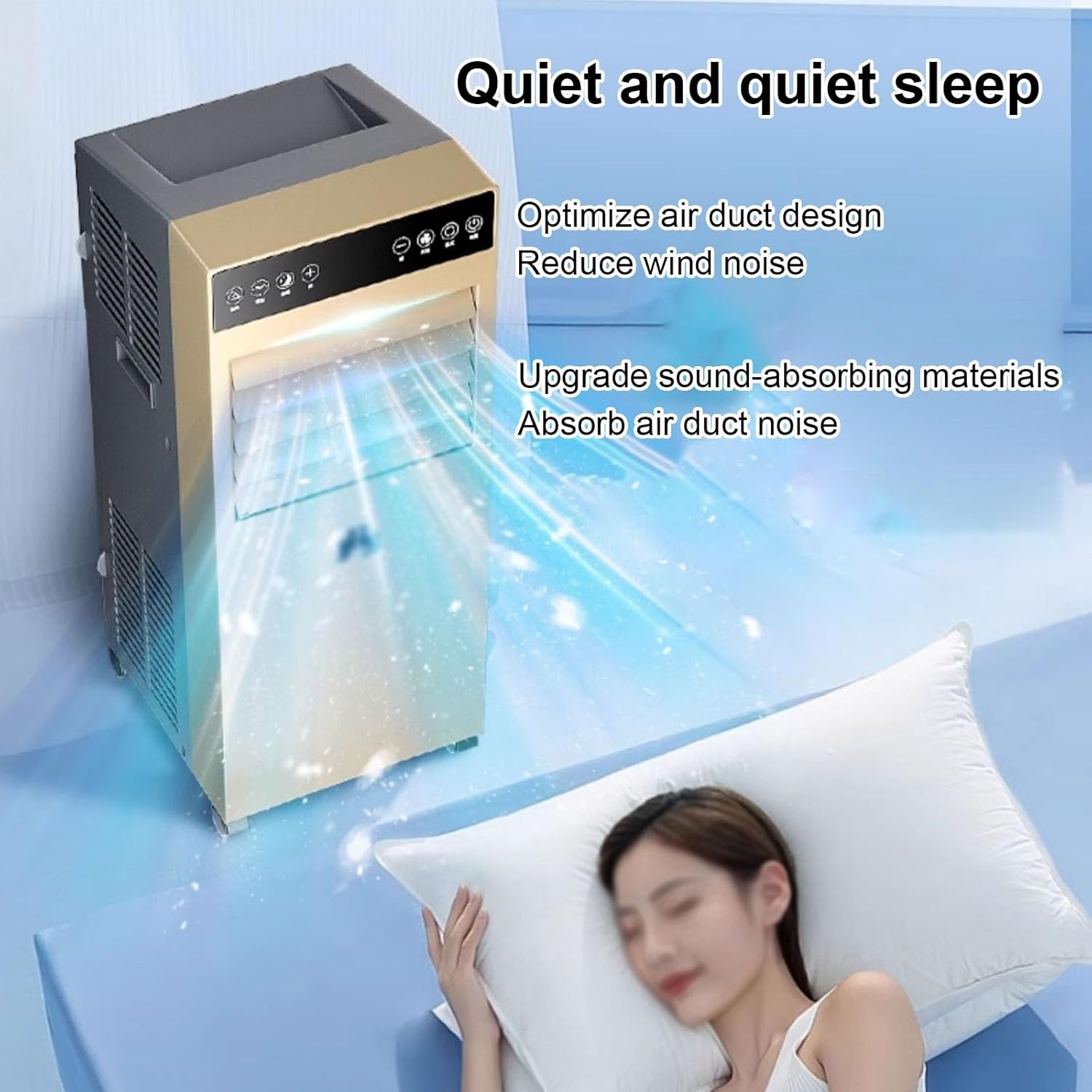 4-in-1 Cooling Fan, Mobile Room Fans with Dehumidification, Low Noise Sleeping, Air Conditioner Fan 120° Wide Angle Air Supply