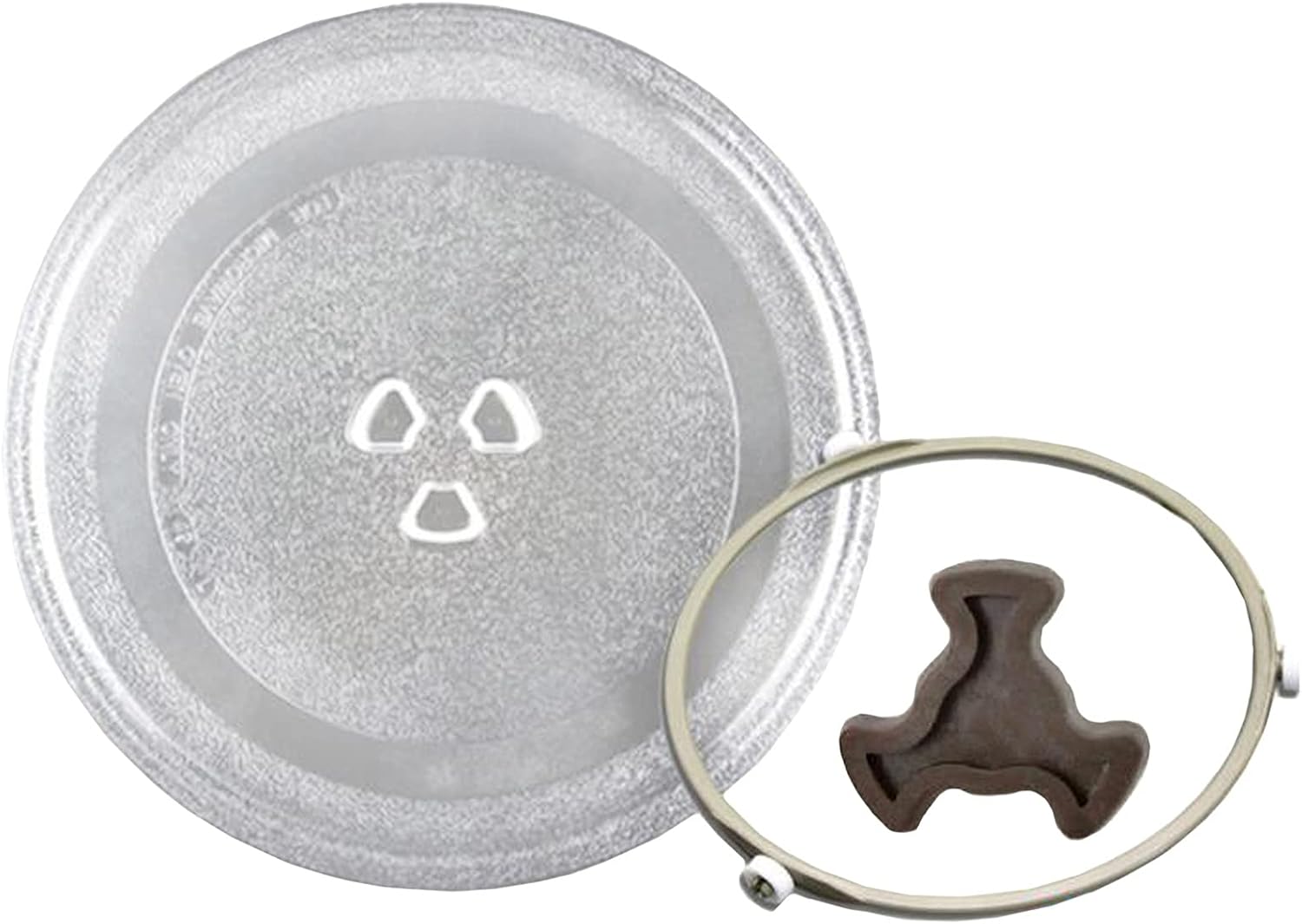 Turntable Glass Microwave 12.40in Plate Tray Oven Glass Plate Plastic Support Ring with Wheels with Axis Core The Size Minus 2-4CM is Equal to The Size That Needs Be Purchased