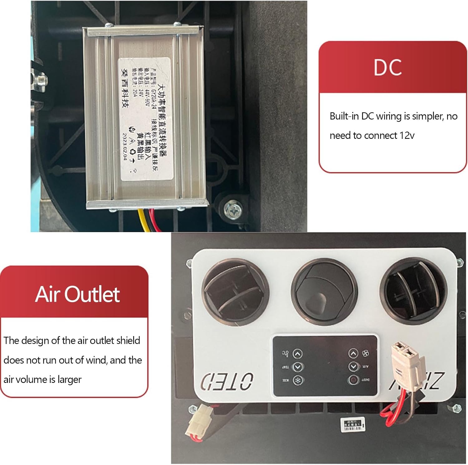 RV Air Conditioner Heat and Cool A/C Unit, Dc 12V Air Conditioner Electric Rooftop Rv Air Conditioner, Electric Rv Truck Camper Van Air Conditioner, Scroll Comp（White-24V）