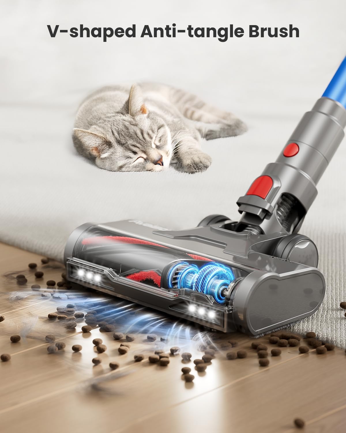 Cordless Vacuum Cleaner, 55KPa 650W 70Mins Vacuum Cleaner for Home, Anti-Tangle Self-Standing Stick Vacuum with Scented Tablet, Upgraded Dust Cup Scraping, Vacuum Cordless for Pet Hair/Carpet/Floors