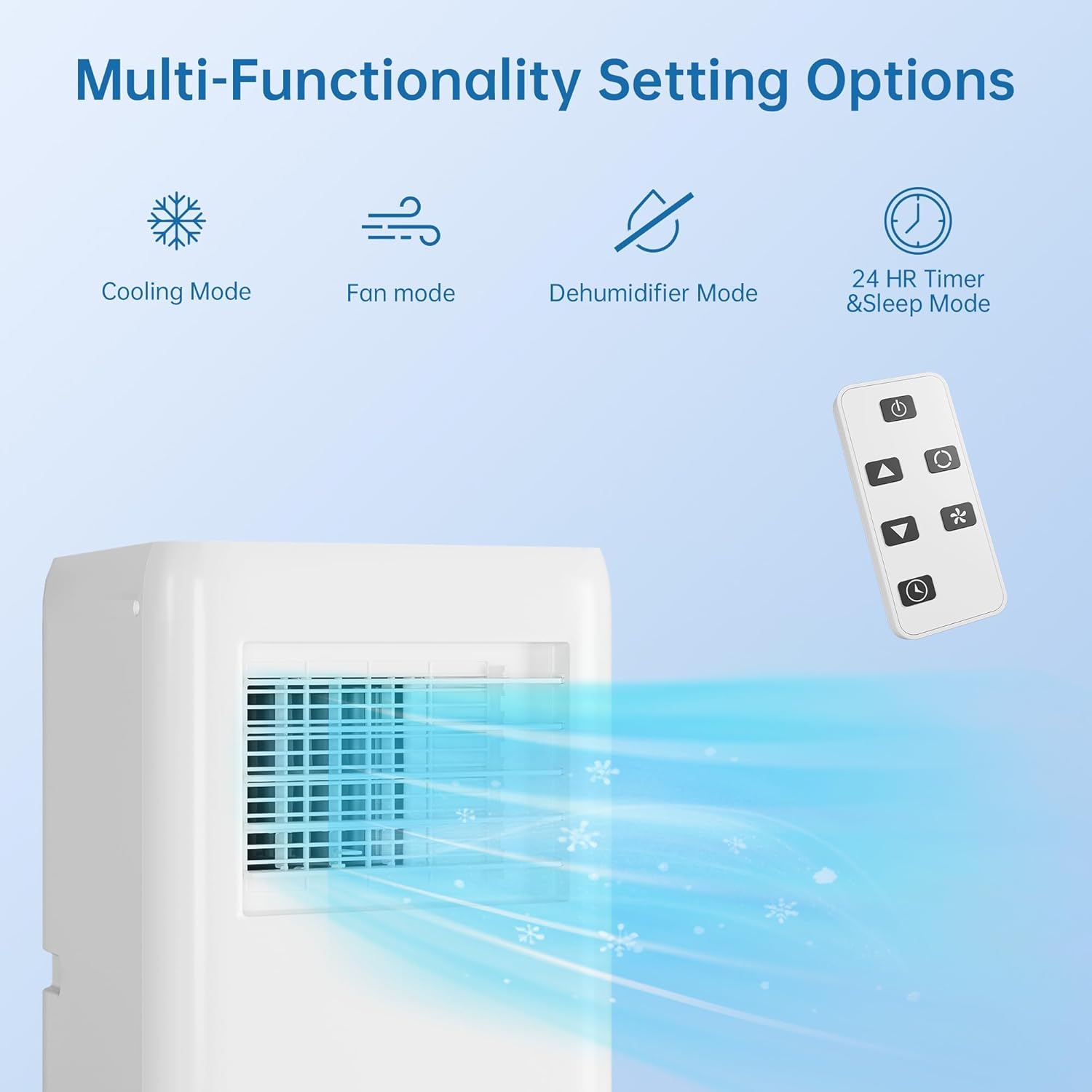 10,000 BTU Portable Air Conditioner for Rooms Up to 450 Sq.Ft - 3-in-1 Cooling AC Unit with Dehumidifier & Fan, Includes Window Kit, Remote Control & 24H Timer, for Home Office