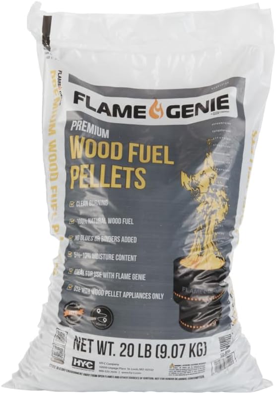 HY-C FGP2015 Premium High Performance Wood Pellets for Wood Pellet Appliances, 100% Natural Hardwood, Ideal for Flame Genie Fire Pits, 20 lbs, Pallet of 15 Bags