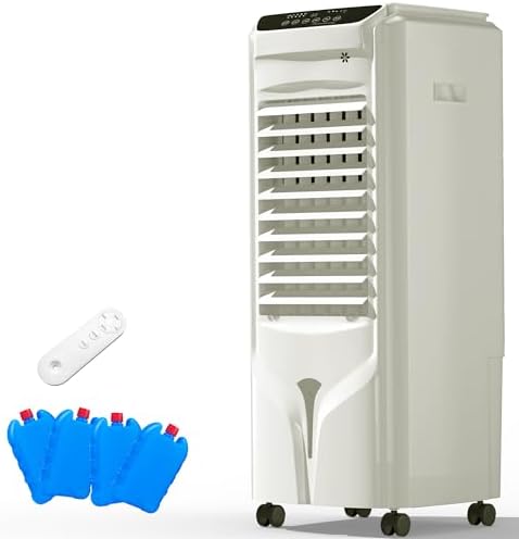 1800 CFM Swamp Cooler Air Conditioner,3-IN-1 Evaporative Air Cooler with 4.2Gal Water Tank & 4 Ice Packs,120° Swing,12H Timer,Remote,3 Modes & 3 Speeds,Air Cooler for Room Bedroom Office,Bright White