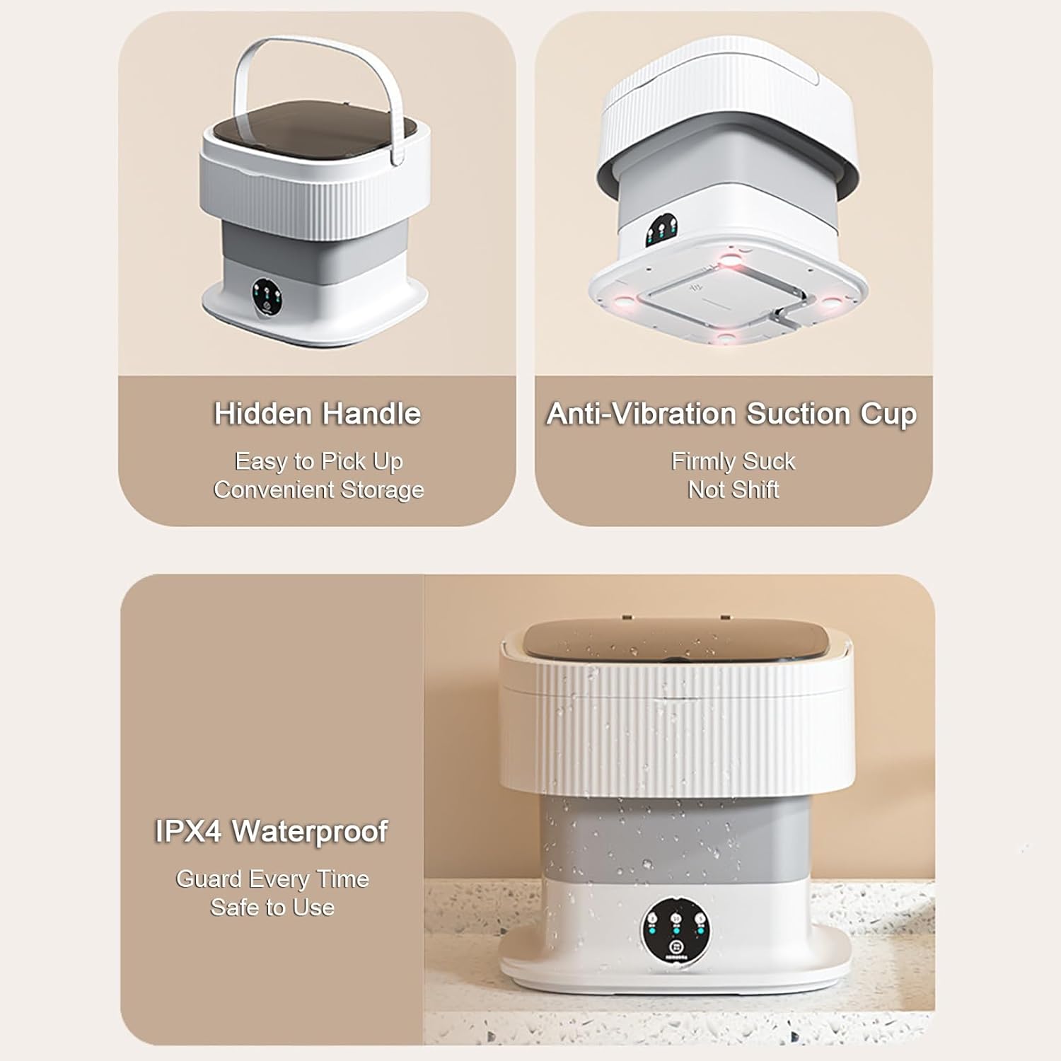 WHYATT Folding Washing Machine， Small Portable Washer， 10L Capacity, Perfect for Camping, Travelling (Size : C)