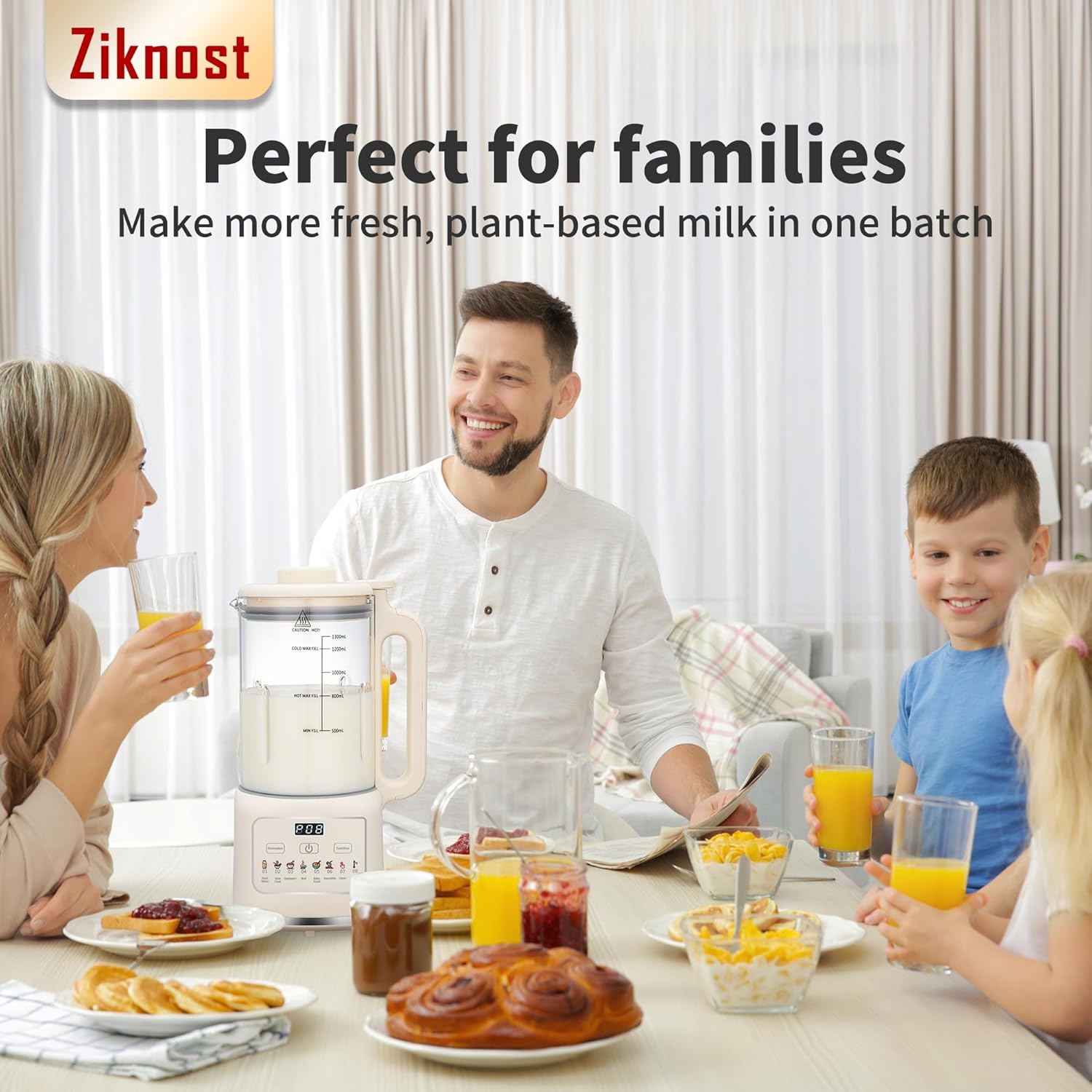 8 in 1 Nut Milk Maker Blender With 20 Bladers,40oz Soy, Almond, Oat, Coconut, Plant Based and Non Dairy Beverages, Automatic Soybean Machine With Delay Start/Keep Warm/Boil Water/Auto-clean.