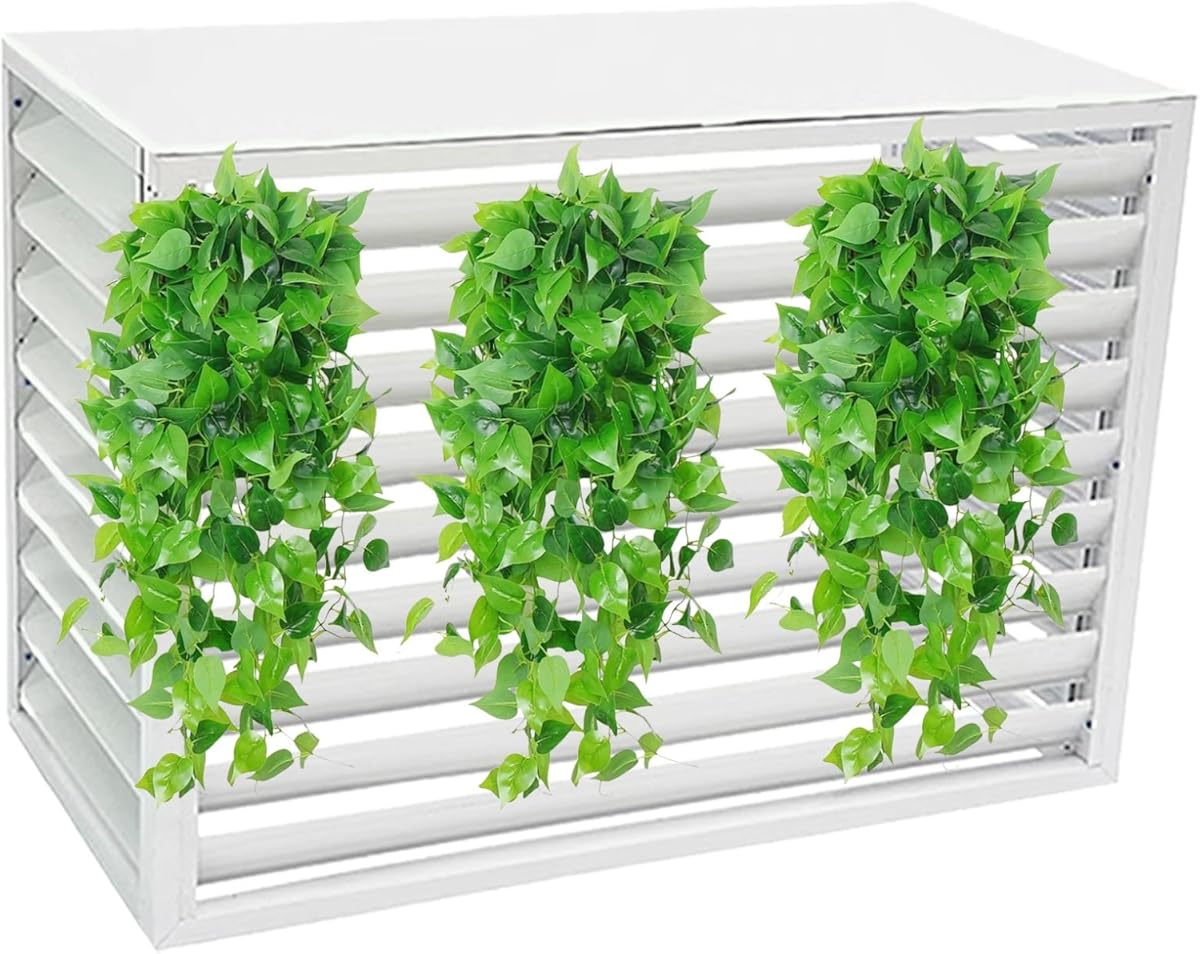 Air Conditioning Window Cover Air Conditioner Fence Screen Outdoor Privacy Ac Covers Fireproof for Outside Units Hide Air Con(Cream,110 * 80 * 60cm 43 * 31 * 24in)