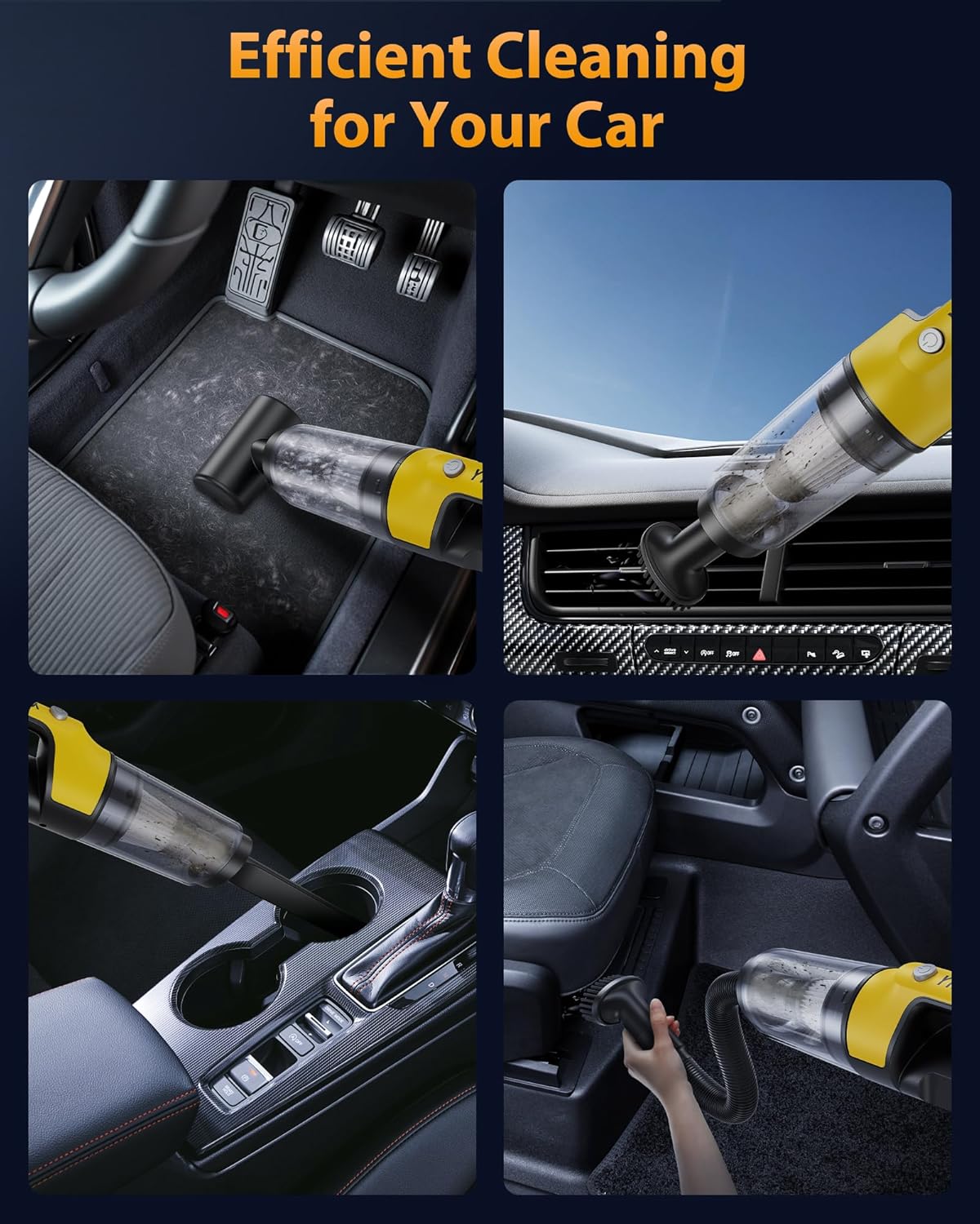 Handheld Vacuum Cordless 1.1 Pounds Car Vac 10000PA Hand Held Vacuums 4-in-1 Hand Vac Cordless Rechargeable HEPA Filter Large Capacity Dust Cup for Car Office Home Pets Hair (Buttercream)