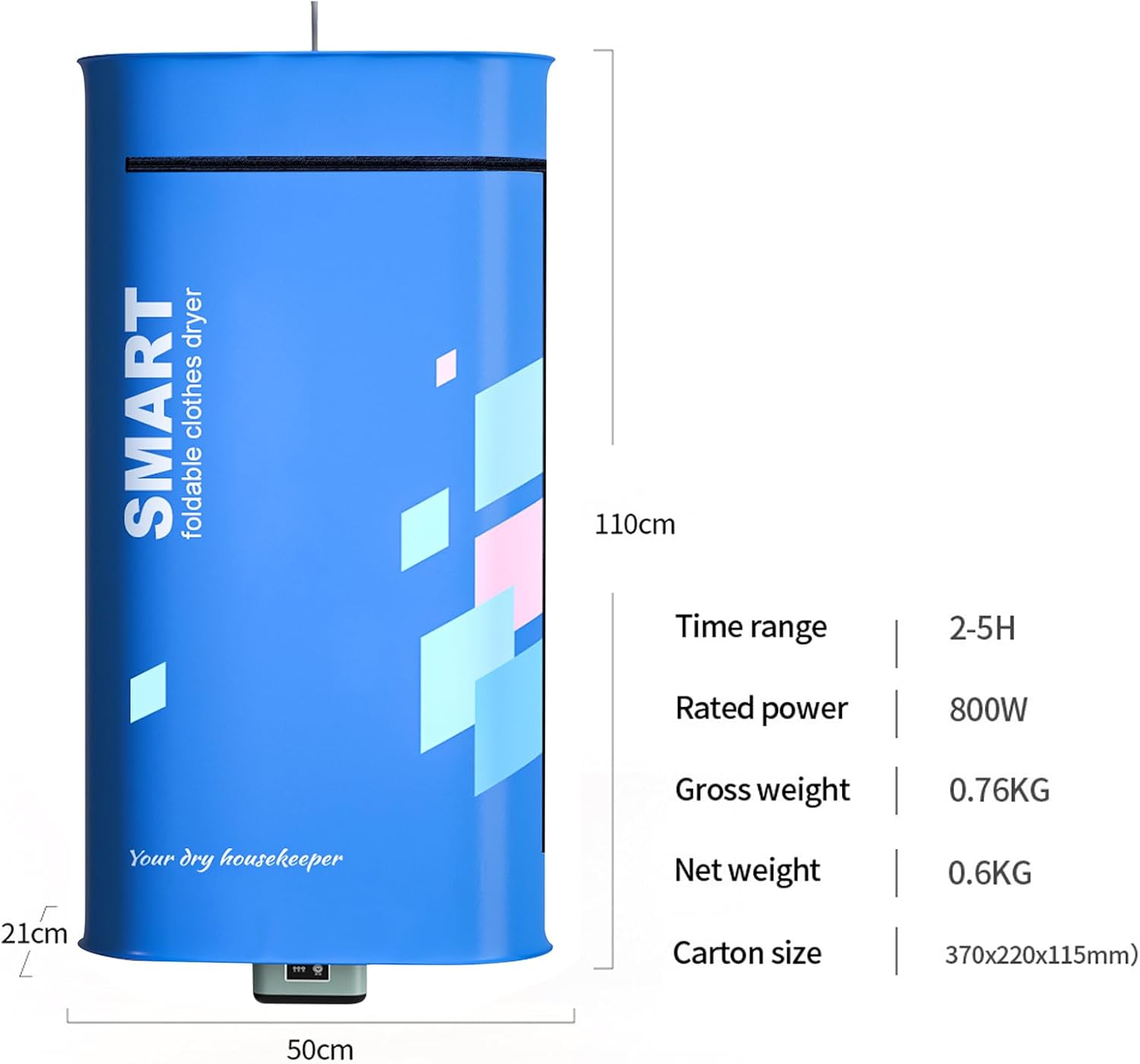 Portable Clothes Dryer， Small Compact Foldable Electric Drying Machine with Dry Bag for Travel,RV, Home,Apartment (wizi02)