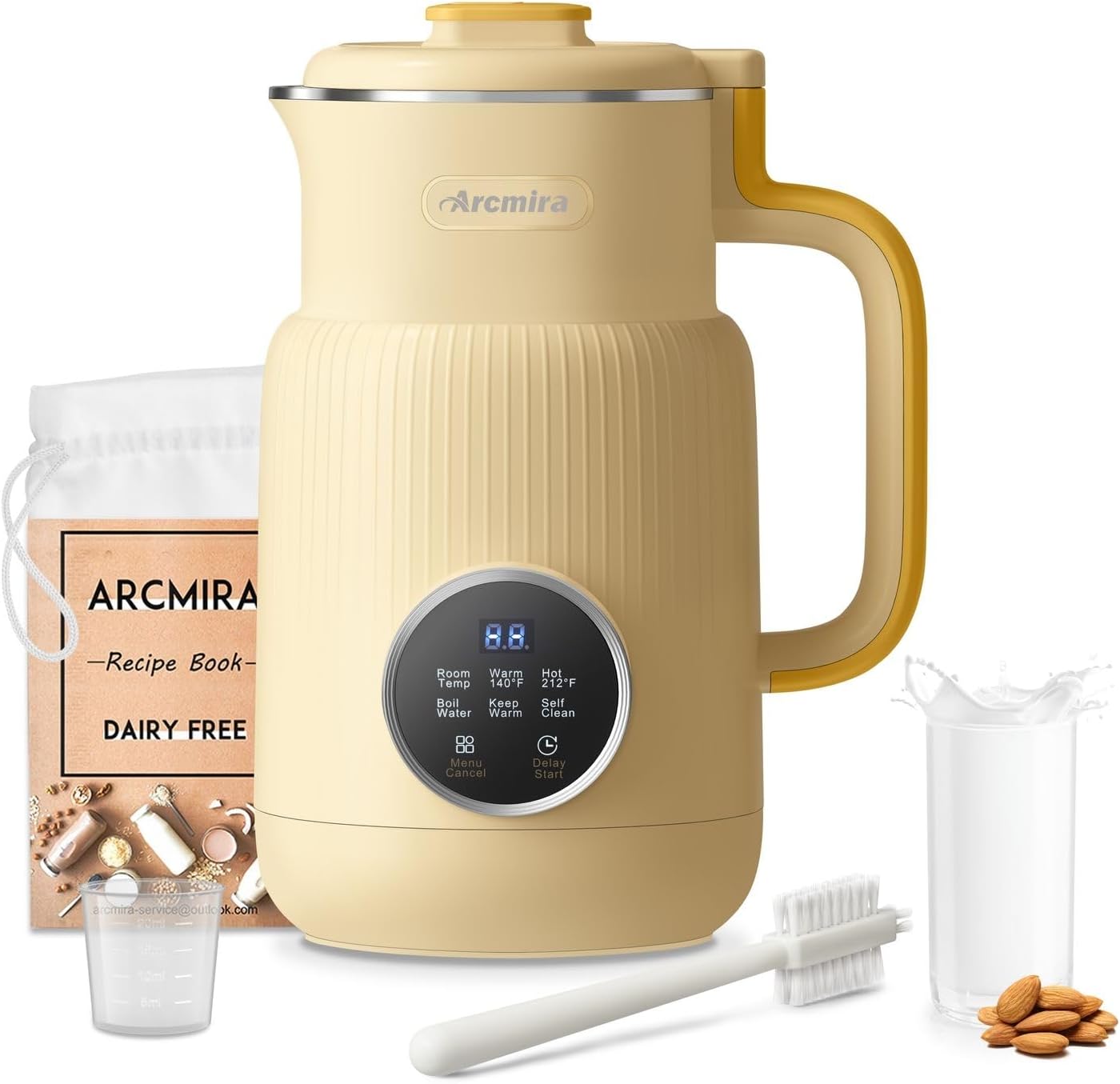 𝟲 𝗶𝗻 𝟭 Nut Milk Maker, 20 oz(600ml) Homemade Almond, Oat, Soy, Coconut, Plant Based and Non Dairy Beverages, Milk Blender Machine with Delay Start, Keep Warm, Boil Water, Self Cleaning