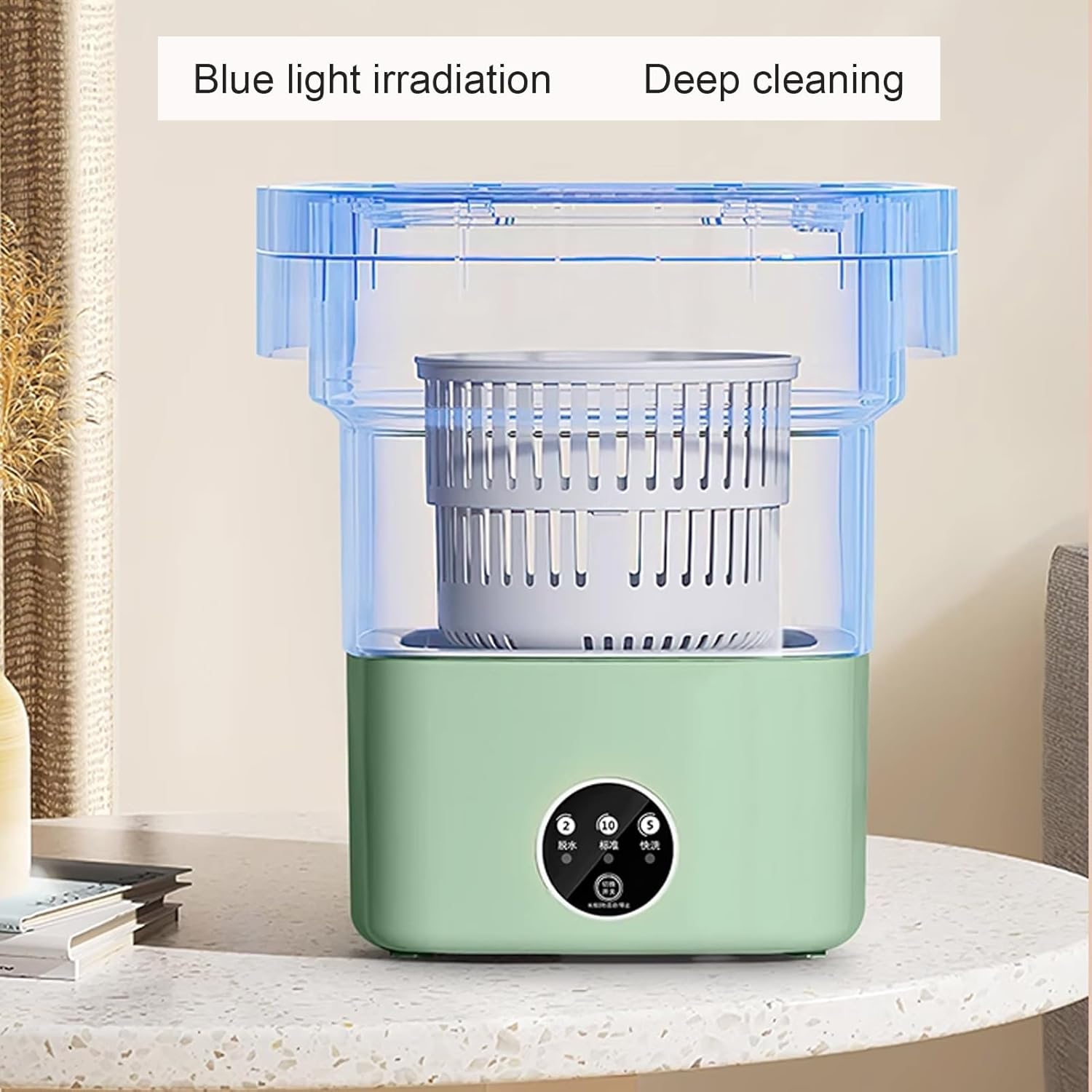 Portable Washing Machine, 17L Mini Washing Machine Foldable With Drain Basket And Blue Light With 3 Cleaning Modes, Small Collapsible Laundry Machine, for Baby Clothes, Underwear, Travel & Camping(Pin