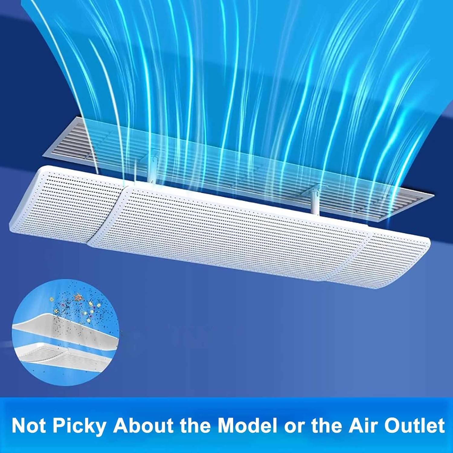 Adjustable AC Vent Deflector - Anti-Direct Blowing Air Conditioner Diverter for Wall & Ceiling, 47in/106cm Airflow Control, Energy Efficient Cooling Solution