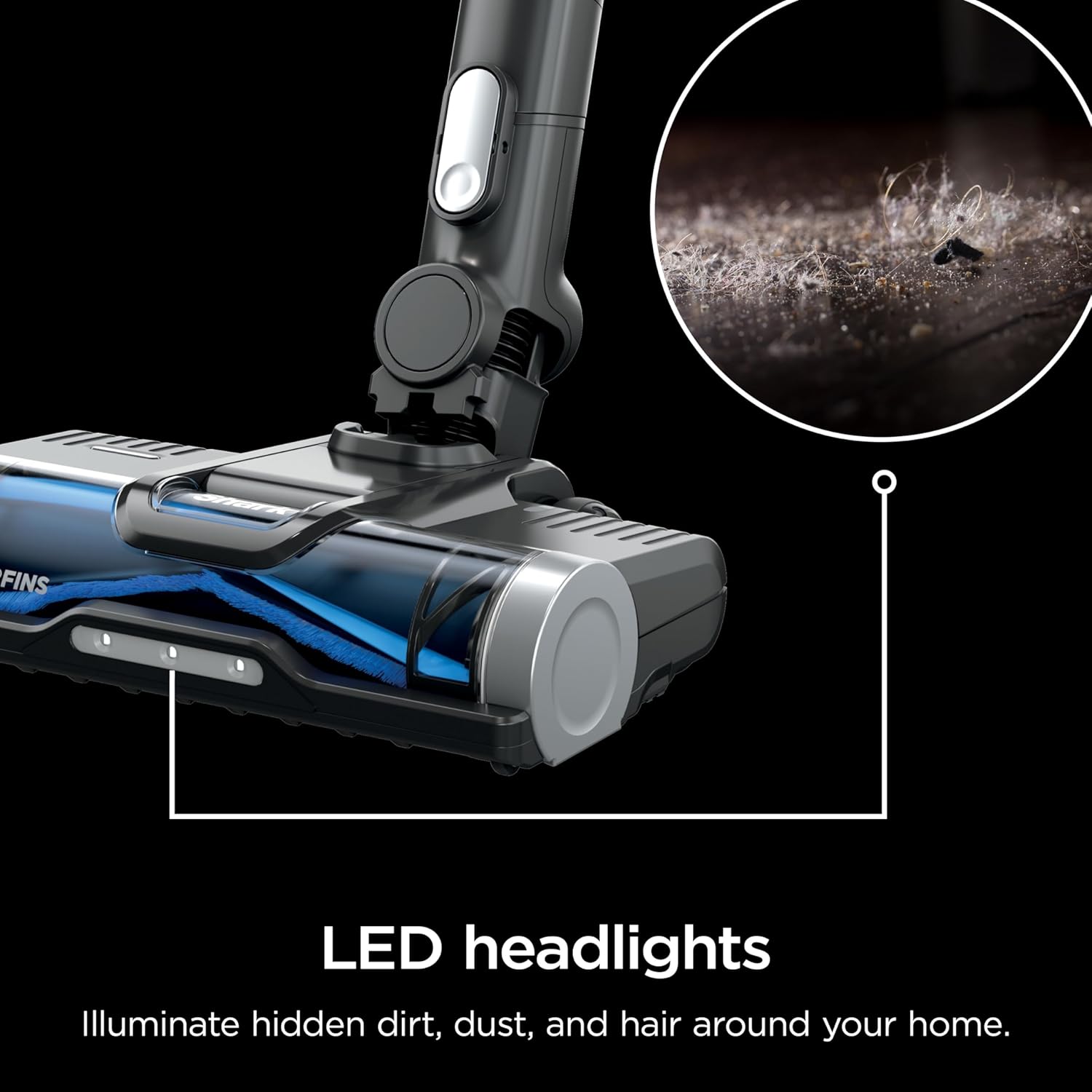 Shark WZ531H Cordless Pro Stick Vacuum with Powerfins Brushroll, HEPA Filtration, Self-Cleaning Brushroll, LED Headlights, 40-Min Runtime, Crevice Tool & Dusting Brush Included, Grey/Blue (Renewed)