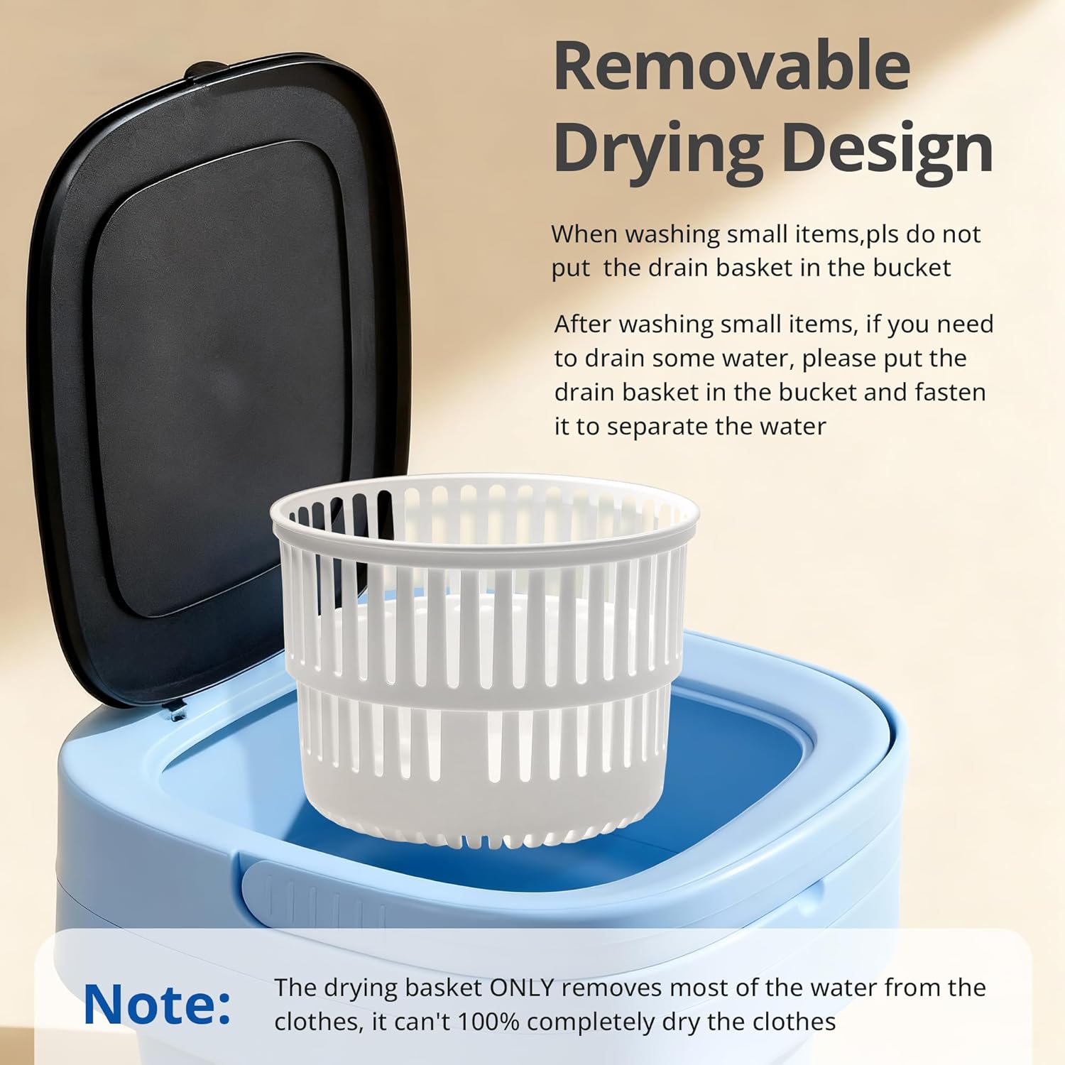 Blue Portable Washing Machine, Mini Washer, 16L Upgraded with Spin Basket, Foldable Design Ideal for Apartment, portable washer 3 Cleaning Modes Suitable for Small Clothes