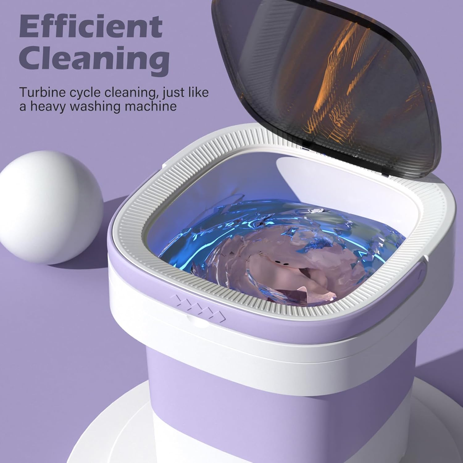 Portable Washing Machine, 7L/12L Upgraded Mini Washing Machine, Suitable for Small Clothes, Foldable Laundry Machine, Ideal for Dorm, Home, Hotel, Camping and Travel (Purple, 12L)