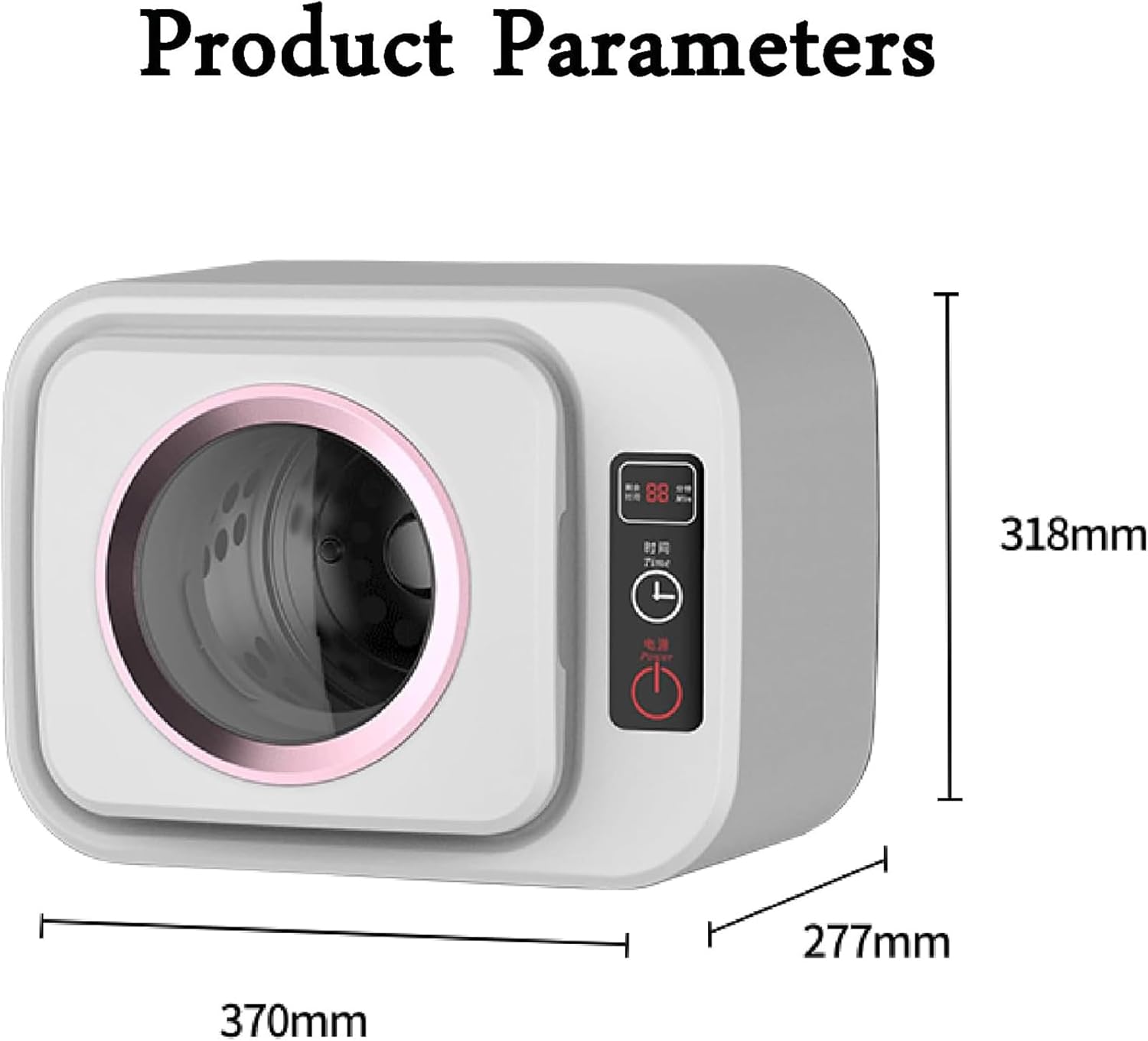 McbeAn Small Tumble Dryer, Mini Electric Clothes Dryer, Quick Drying in 30 Minutes, 3 Gear Adjustment, Dry Clothes Capacity 1kg, 3D Drying, with Stainless Steel Tub, for Apartment, Home, Dorm