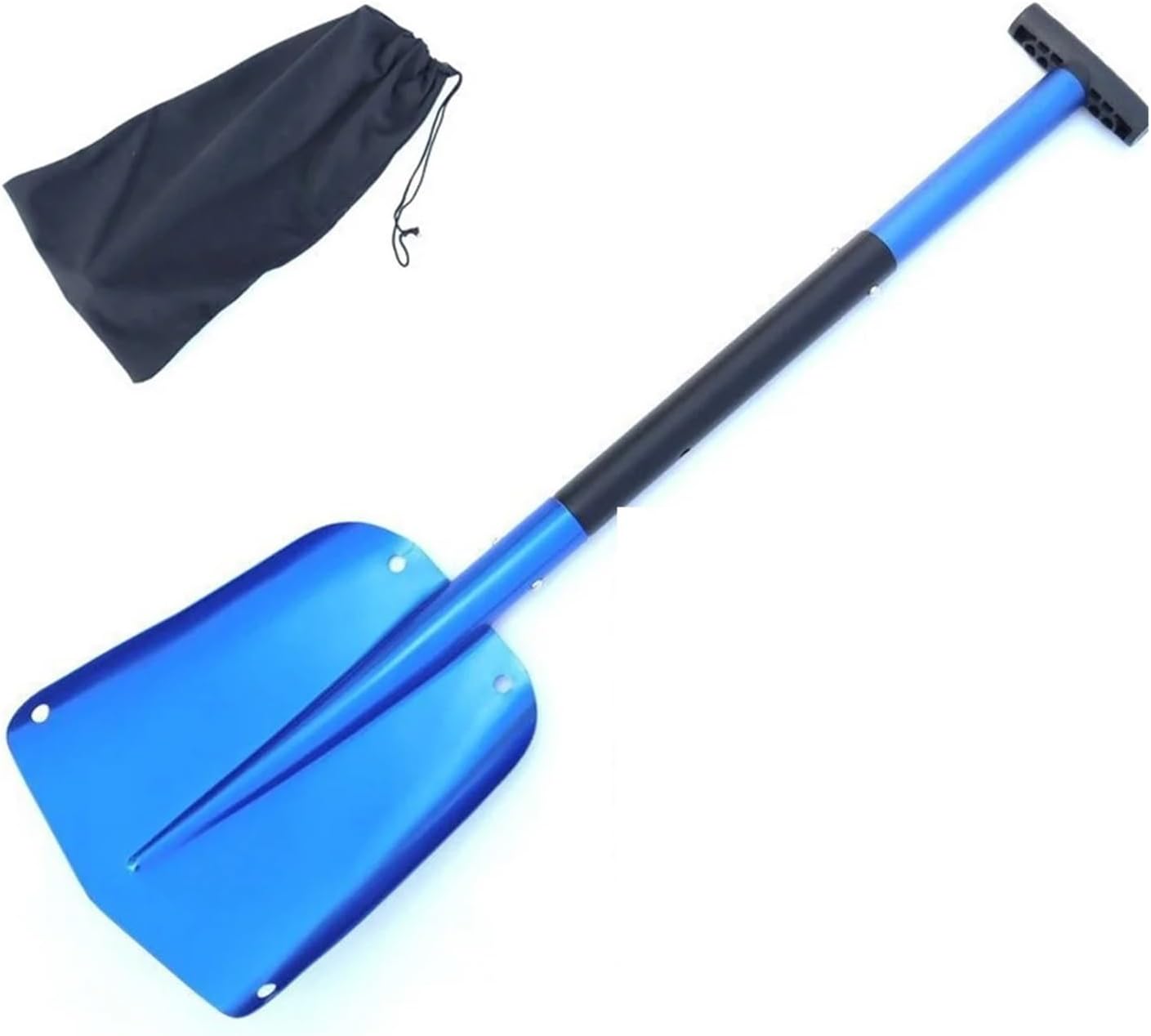Retractable Outdoor Snow Shovel Aluminum Alloy Ice Shovel Winter Snow Remover Tool Camping Garden Folding Shovel Survival Tools(Blue with Box)